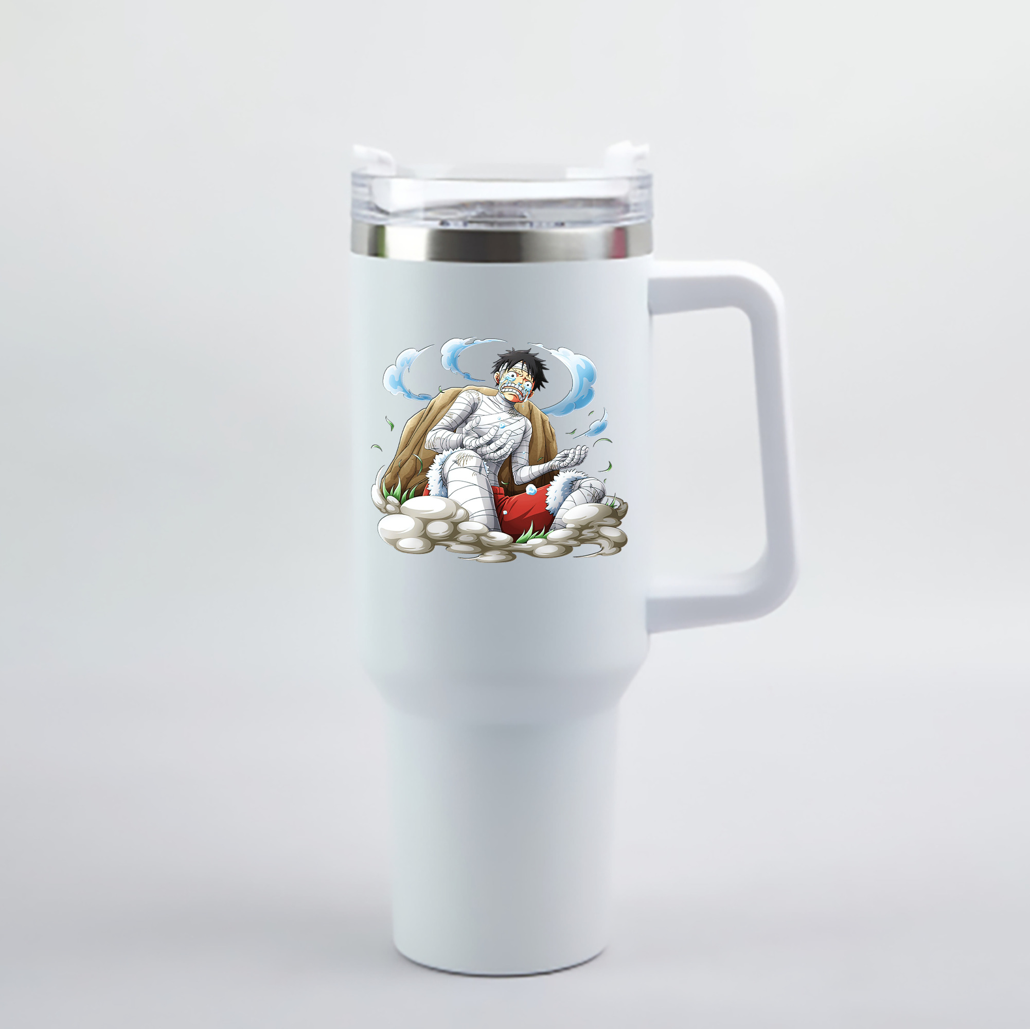 ワンピース モンキー・D・ルフィ ONE PIECE Monkey D. Luffy 1200mL車用タンブラー - クリスタルステッカー（プラスチックストロー付き）