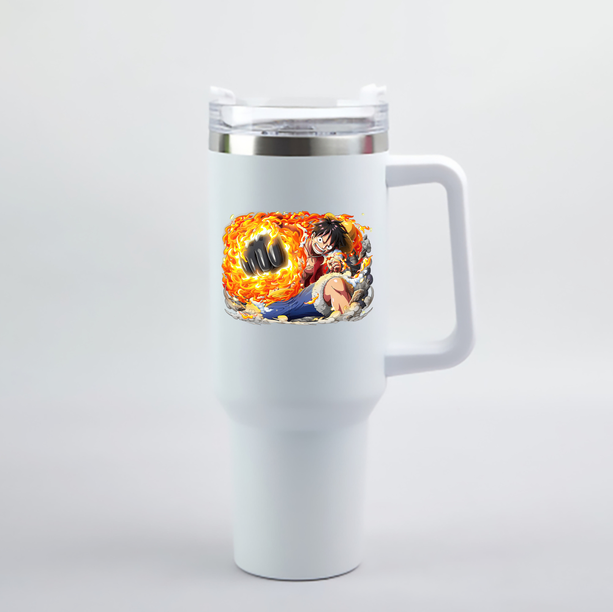 ワンピース モンキー・D・ルフィ ONE PIECE Monkey D. Luffy 1200mL車用タンブラー - クリスタルステッカー（プラスチックストロー付き）