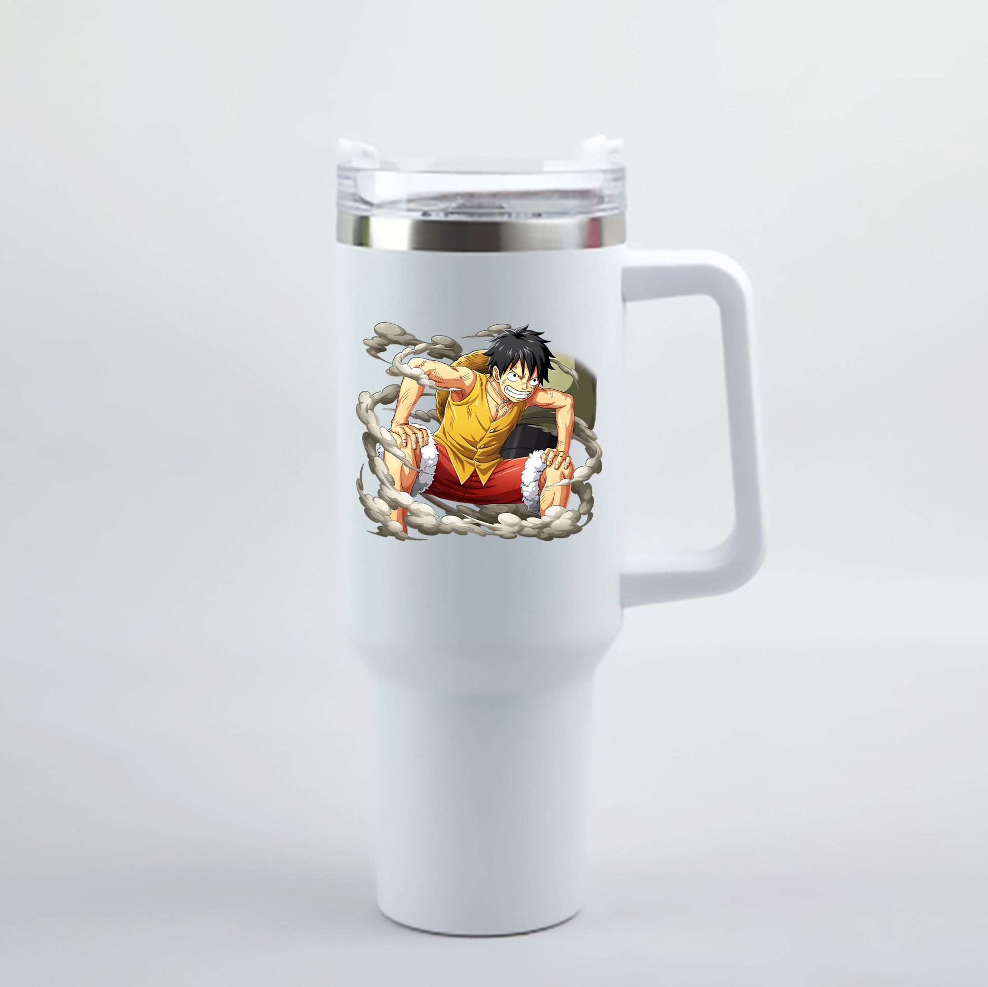 ワンピース モンキー・D・ルフィ ONE PIECE Monkey D. Luffy 1200mL車用タンブラー - クリスタルステッカー（プラスチックストロー付き）