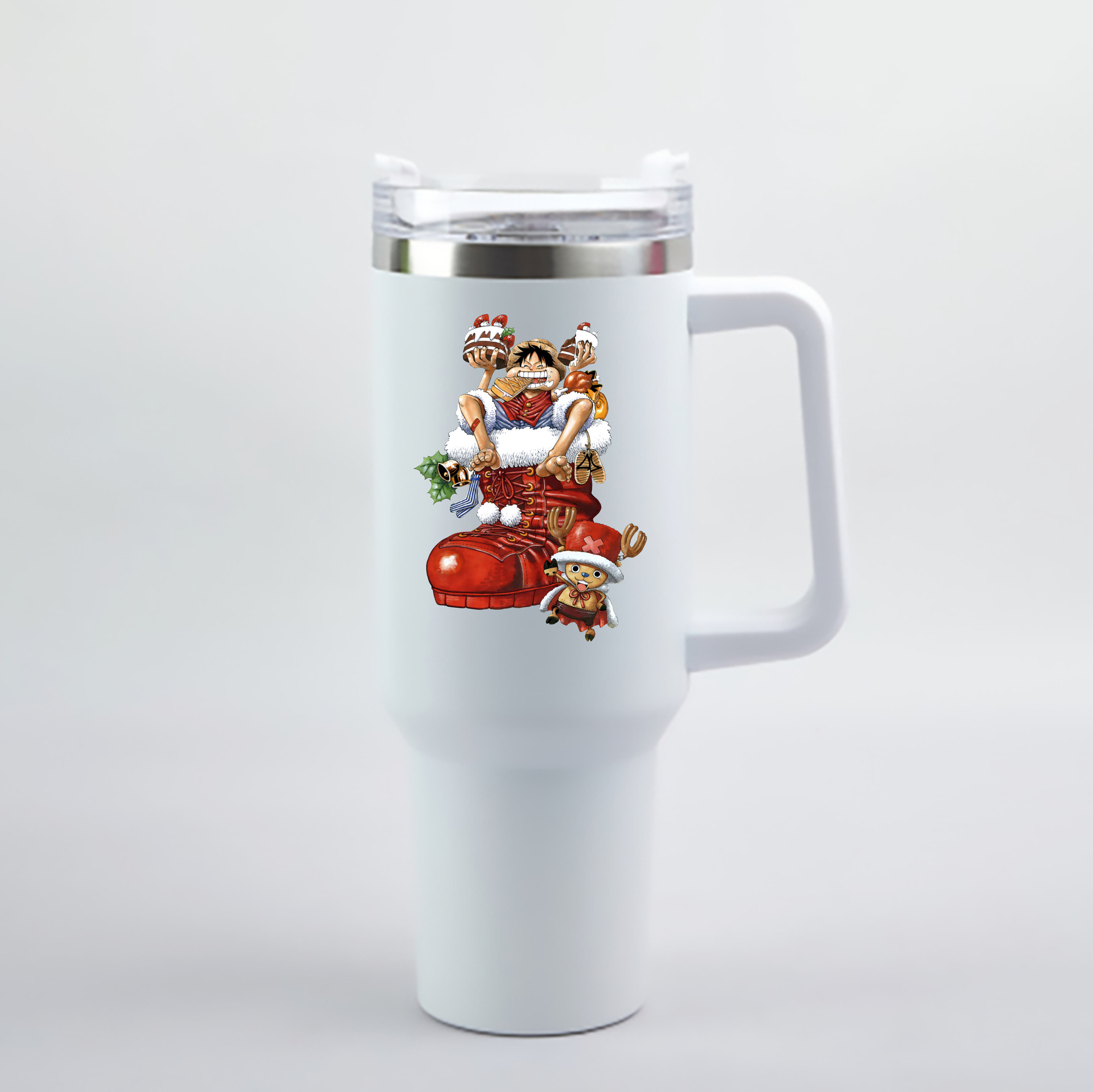 ワンピース モンキー・D・ルフィ ONE PIECE Monkey D. Luffy 1200mL車用タンブラー - クリスタルステッカー（プラスチックストロー付き）