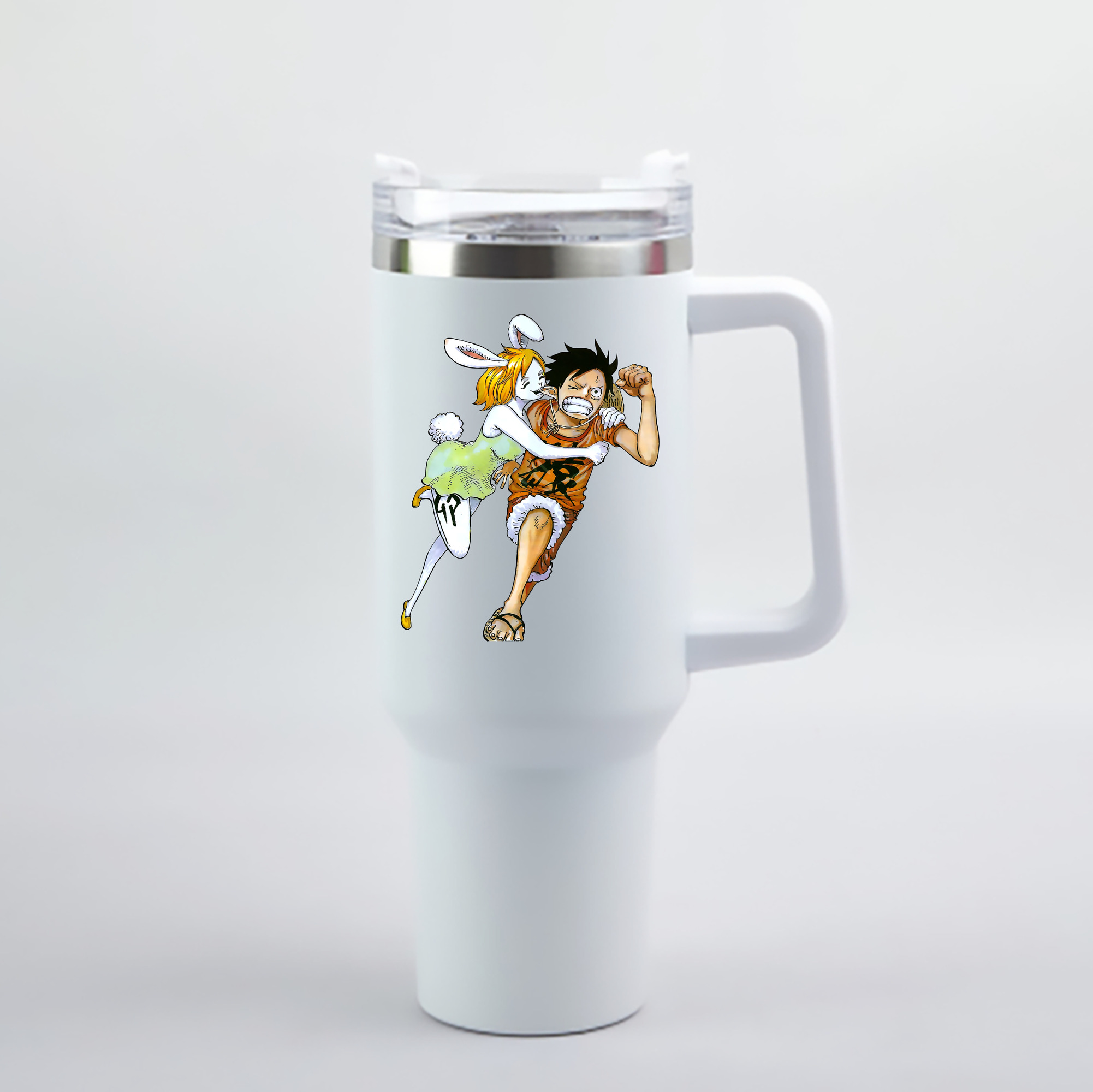 ワンピース モンキー・D・ルフィ ONE PIECE Monkey D. Luffy 1200mL車用タンブラー - クリスタルステッカー（プラスチックストロー付き）