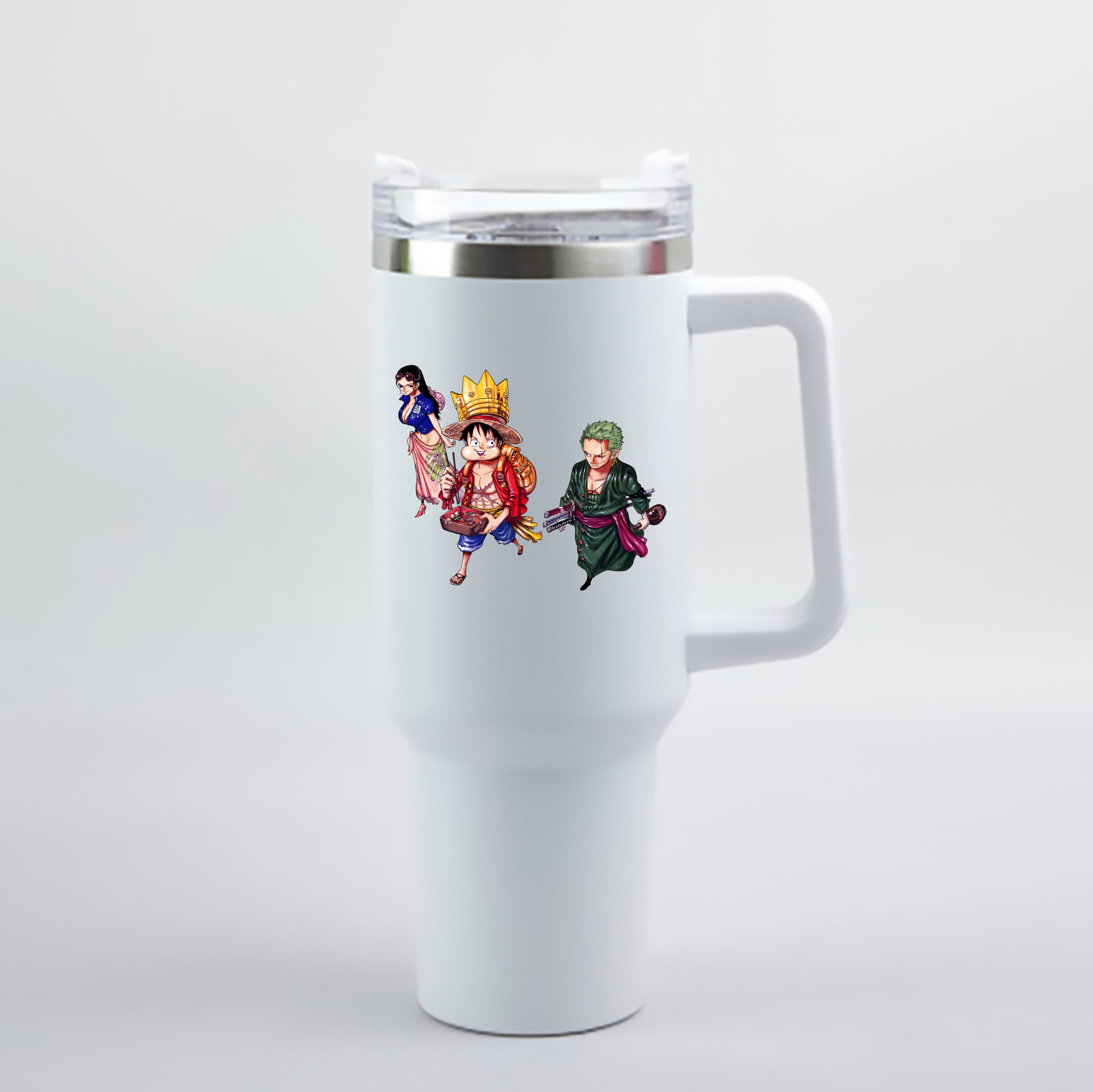 ワンピース モンキー・D・ルフィ ONE PIECE Monkey D. Luffy 1200mL車用タンブラー - クリスタルステッカー（プラスチックストロー付き）