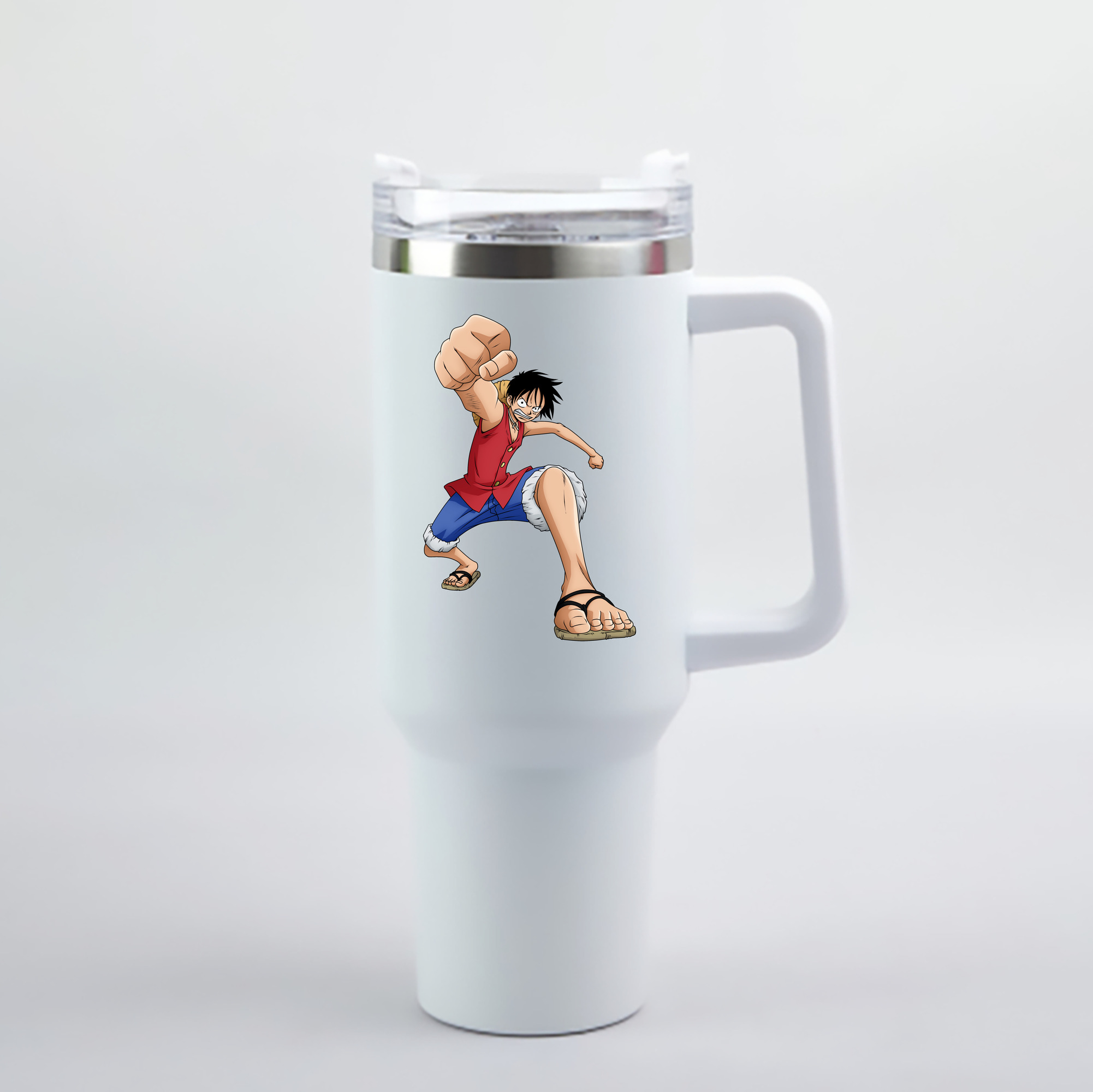 （画像用） ワンピース モンキー・D・ルフィ ONE PIECE Monkey D. Luffy 1200mL車用タンブラー - クリスタルステッカー（プラスチックストロー付き）