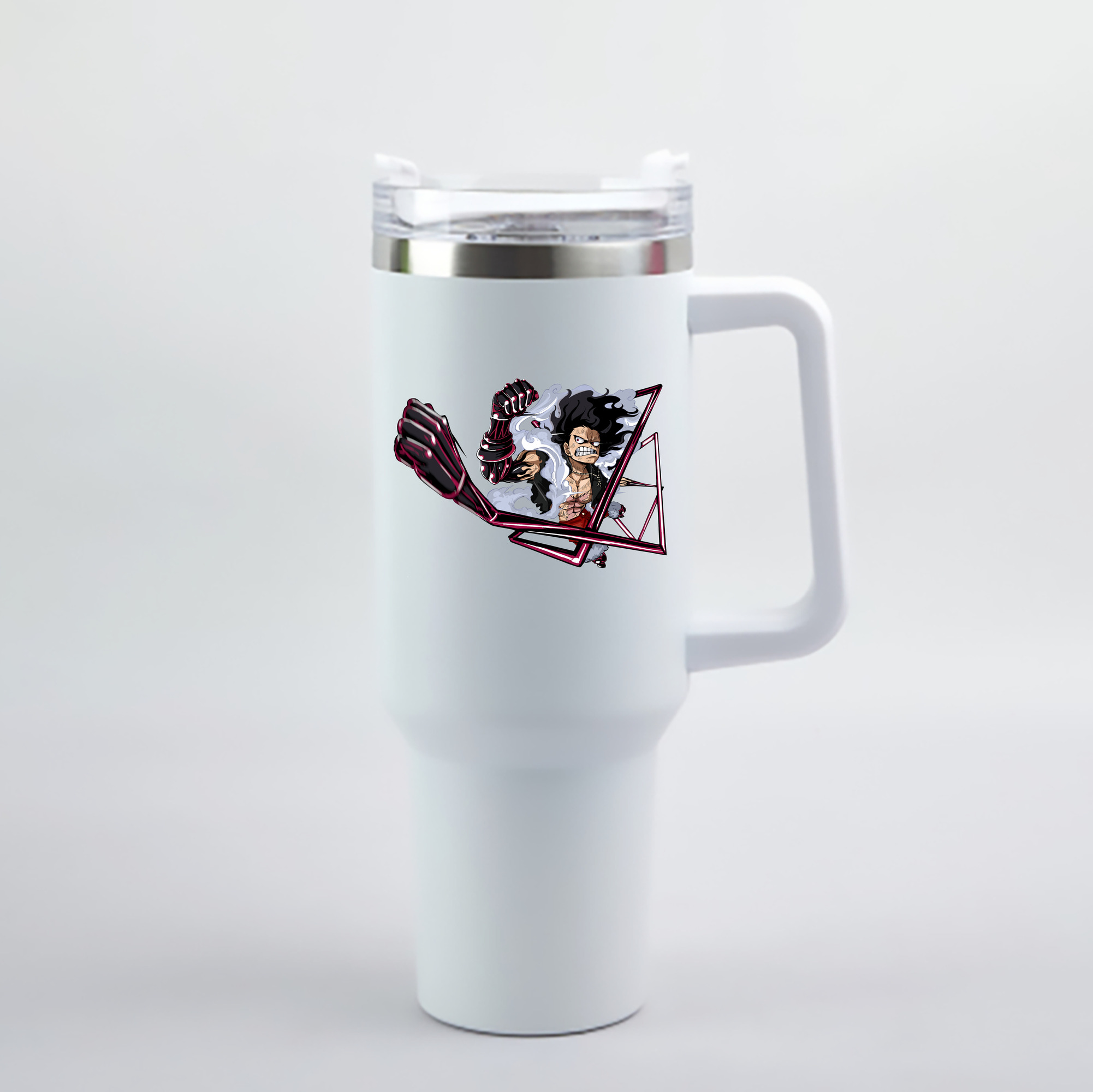 ワンピース モンキー・D・ルフィ ONE PIECE Monkey D. Luffy 1200mL車用タンブラー - クリスタルステッカー（プラスチックストロー付き）