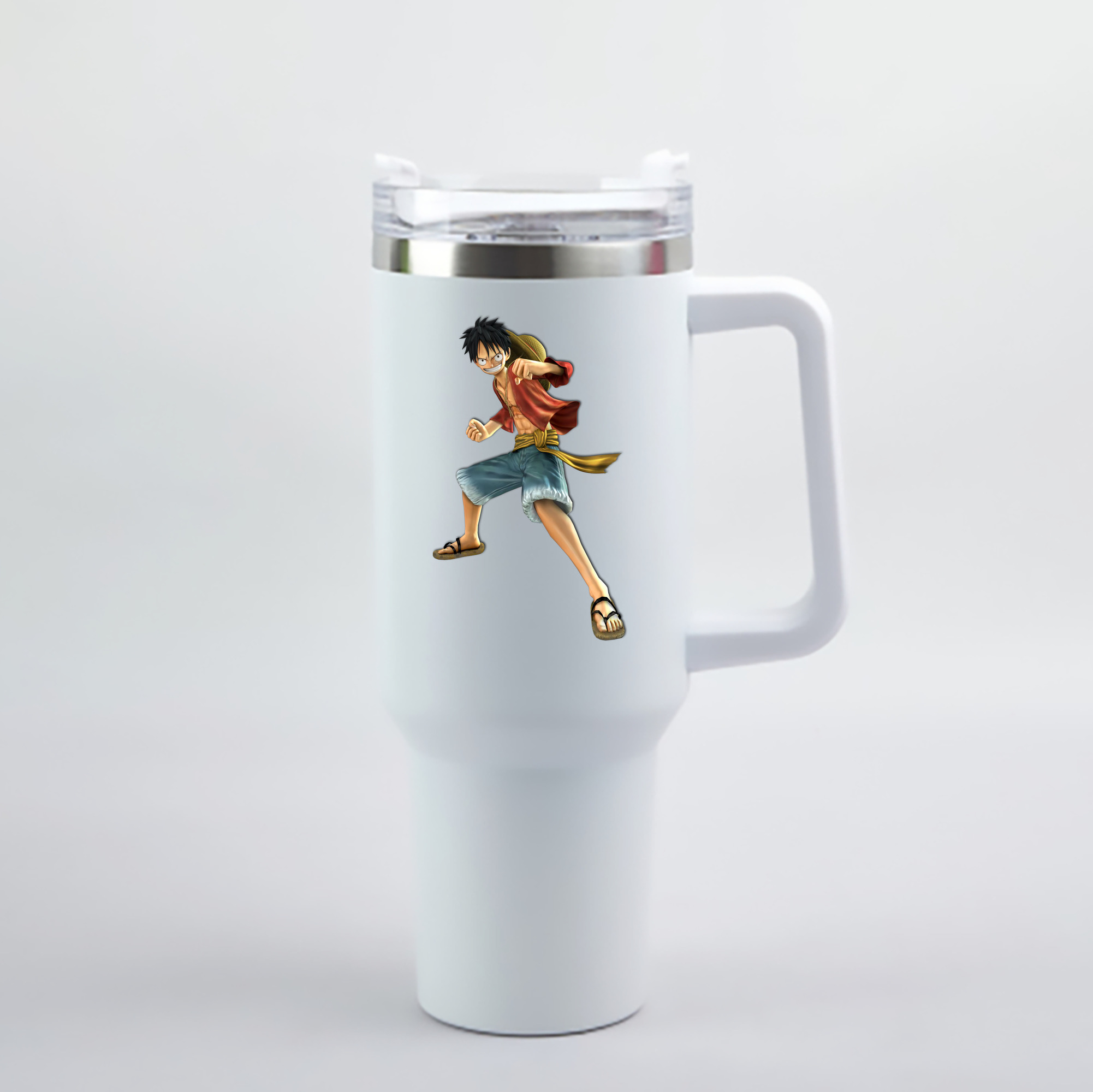 ワンピース モンキー・D・ルフィ ONE PIECE Monkey D. Luffy 1200mL車用タンブラー - クリスタルステッカー（プラスチックストロー付き）