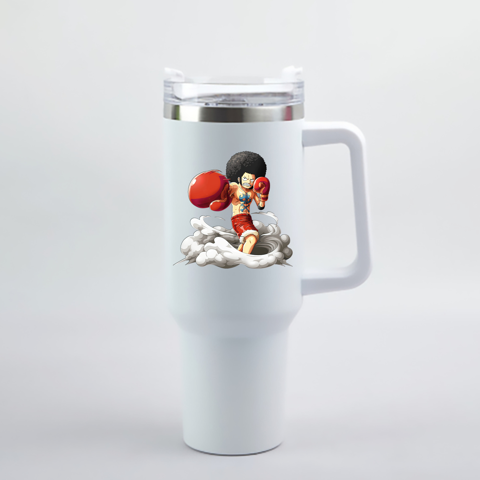 ワンピース モンキー・D・ルフィ ONE PIECE Monkey D. Luffy 1200mL車用タンブラー - クリスタルステッカー（プラスチックストロー付き）