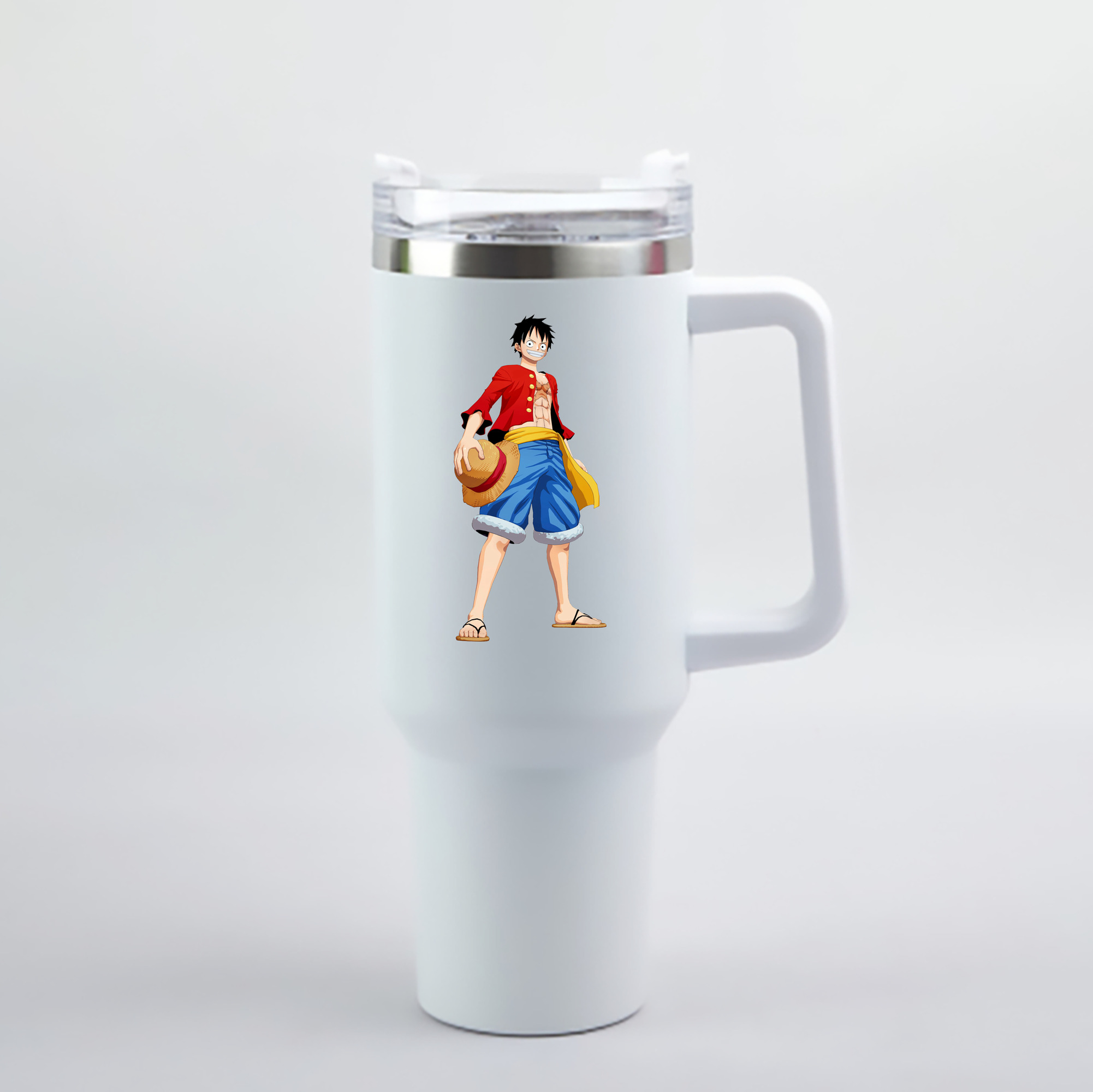 ワンピース モンキー・D・ルフィ ONE PIECE Monkey D. Luffy 1200mL車用タンブラー - クリスタルステッカー（プラスチックストロー付き）