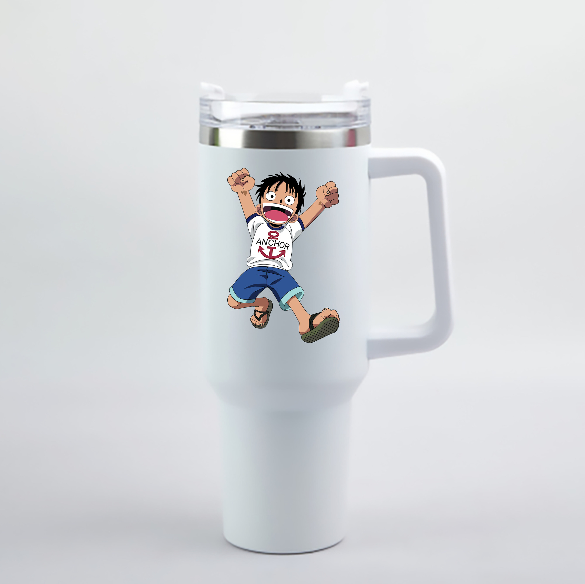 ワンピース モンキー・D・ルフィ ONE PIECE Monkey D. Luffy 1200mL車用タンブラー - クリスタルステッカー（プラスチックストロー付き）
