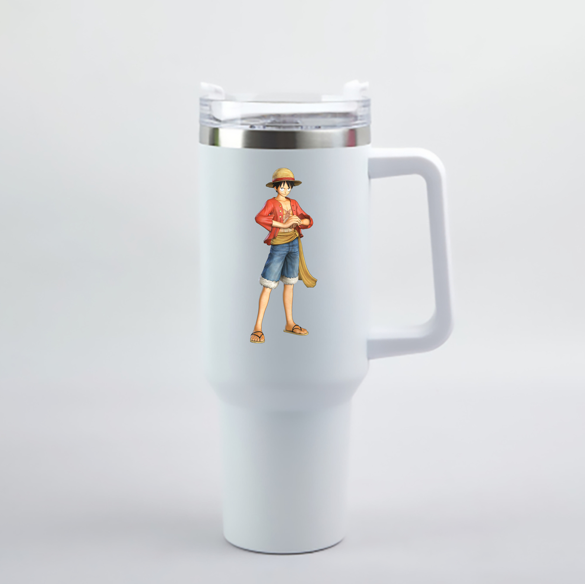 ワンピース モンキー・D・ルフィ ONE PIECE Monkey D. Luffy 1200mL車用タンブラー - クリスタルステッカー（プラスチックストロー付き）