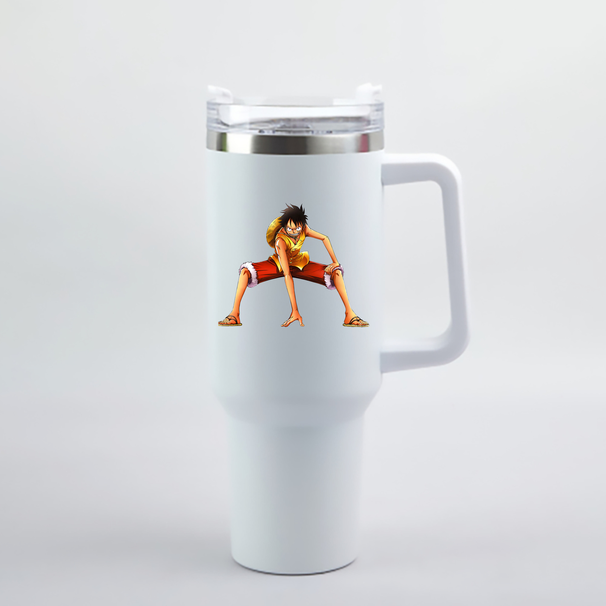 ワンピース モンキー・D・ルフィ ONE PIECE Monkey D. Luffy 1200mL車用タンブラー - クリスタルステッカー（プラスチックストロー付き）