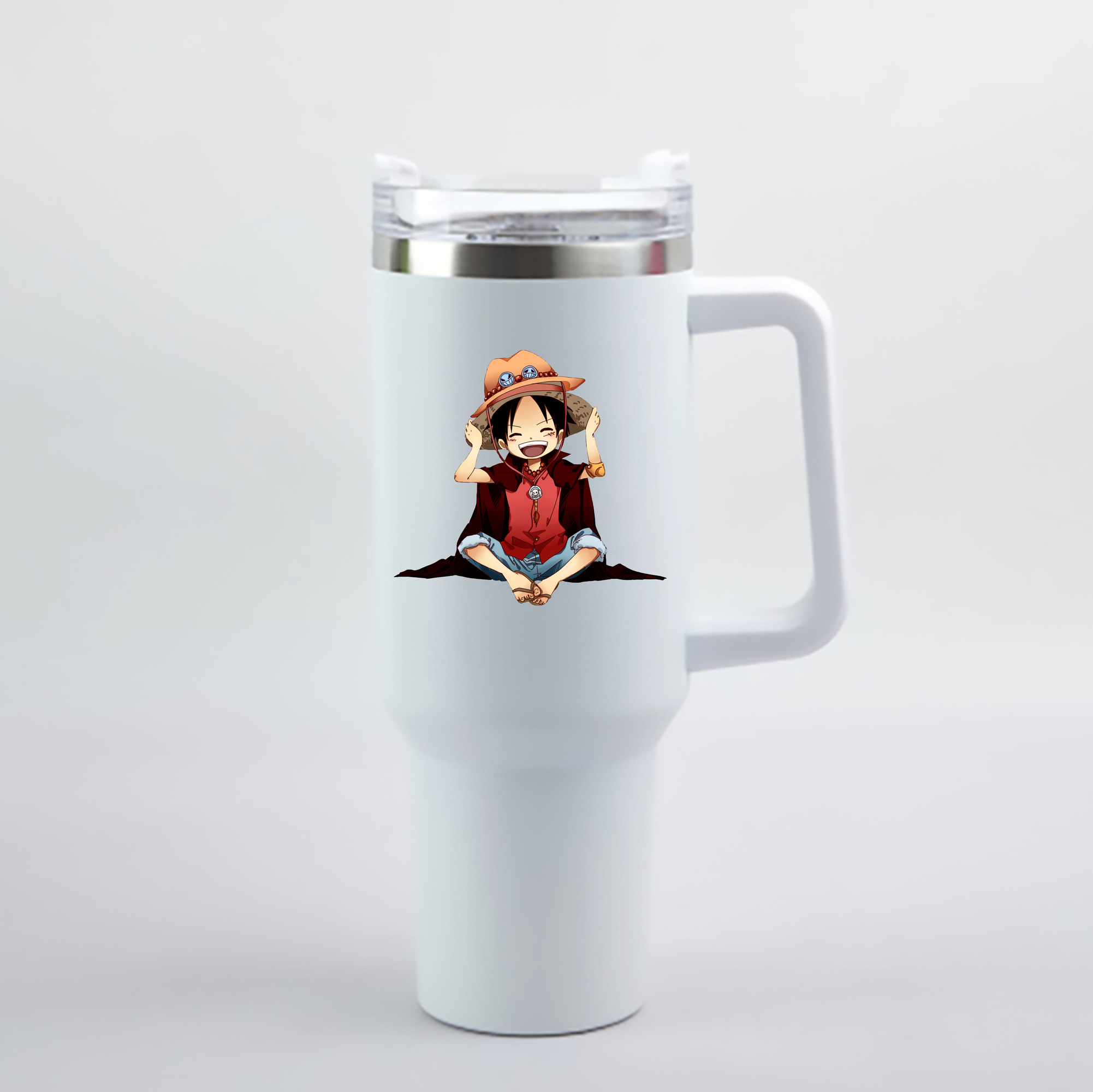 （画像用） ワンピース モンキー・D・ルフィ ONE PIECE Monkey D. Luffy 1200mL車用タンブラー - クリスタルステッカー（プラスチックストロー付き）