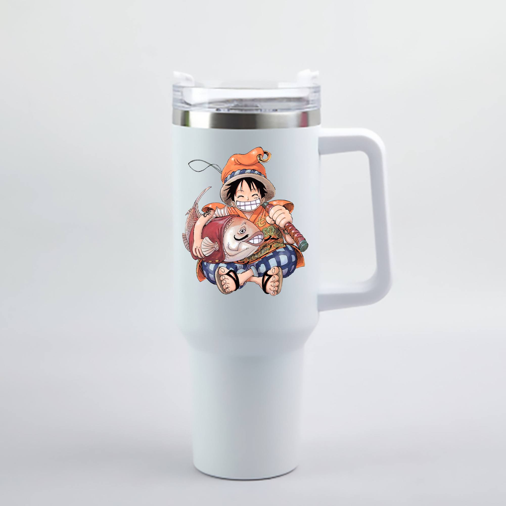 ワンピース モンキー・D・ルフィ ONE PIECE Monkey D. Luffy 1200mL車用タンブラー - クリスタルステッカー（プラスチックストロー付き）