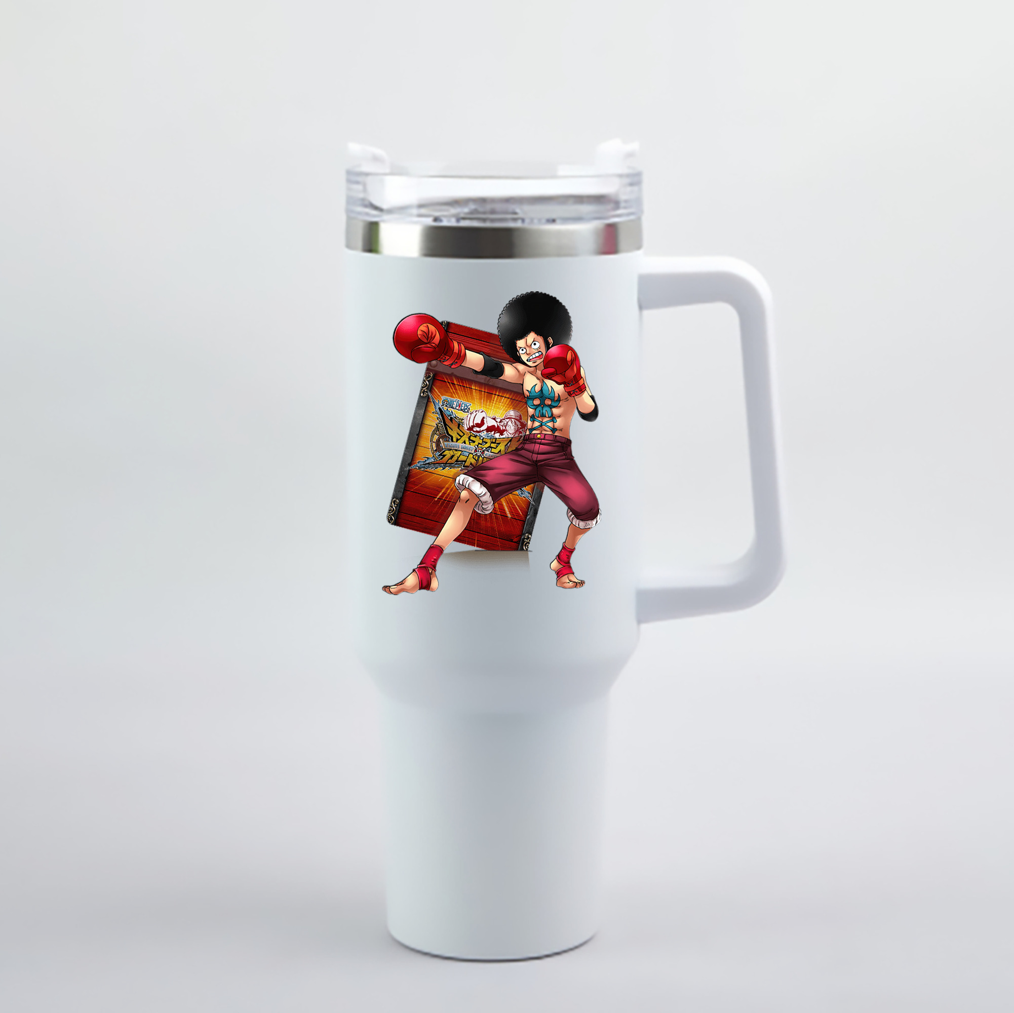 ワンピース モンキー・D・ルフィ ONE PIECE Monkey D. Luffy 1200mL車用タンブラー - クリスタルステッカー（プラスチックストロー付き）