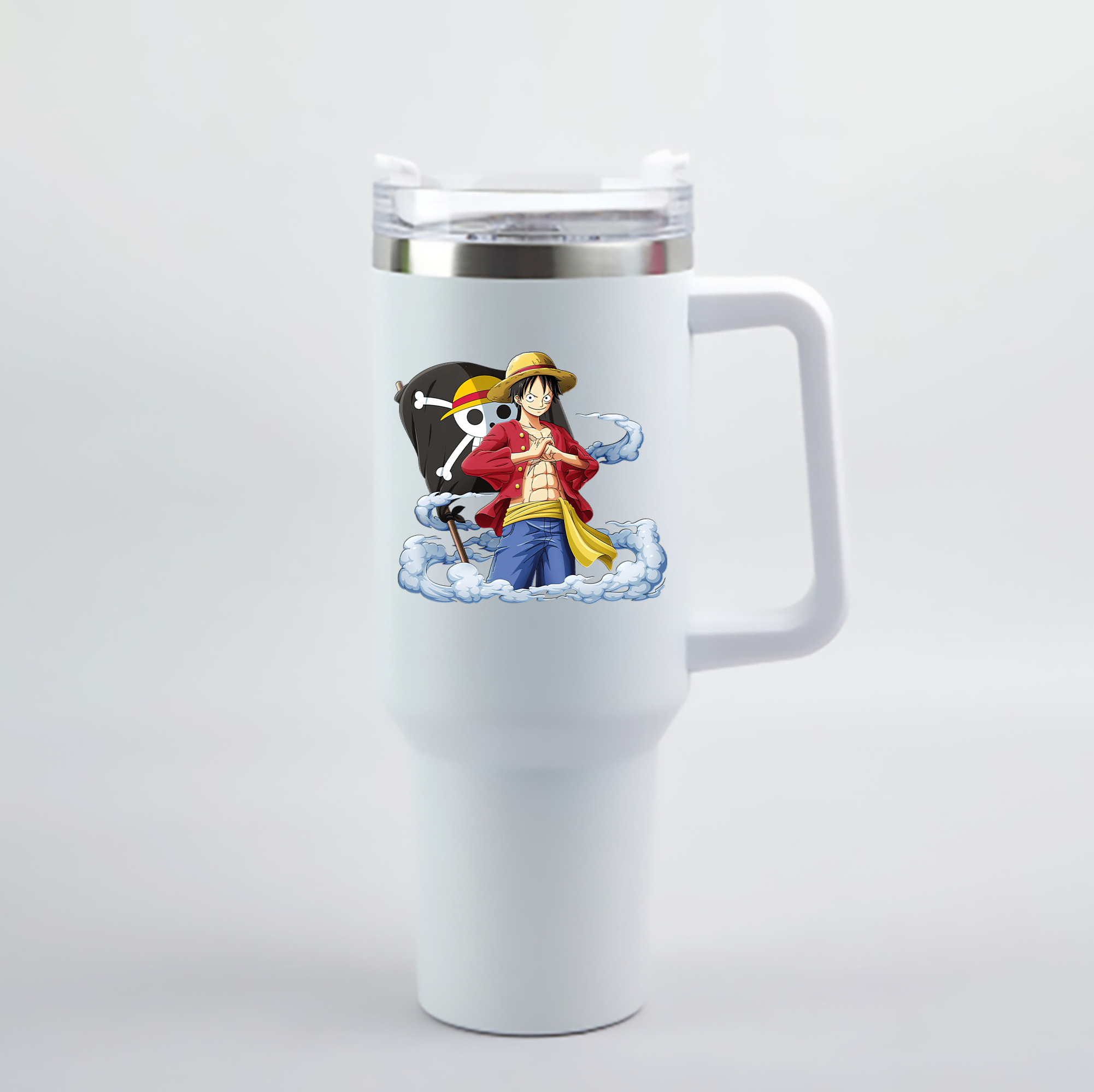 ワンピース モンキー・D・ルフィ ONE PIECE Monkey D. Luffy 1200mL車用タンブラー - クリスタルステッカー（プラスチックストロー付き）