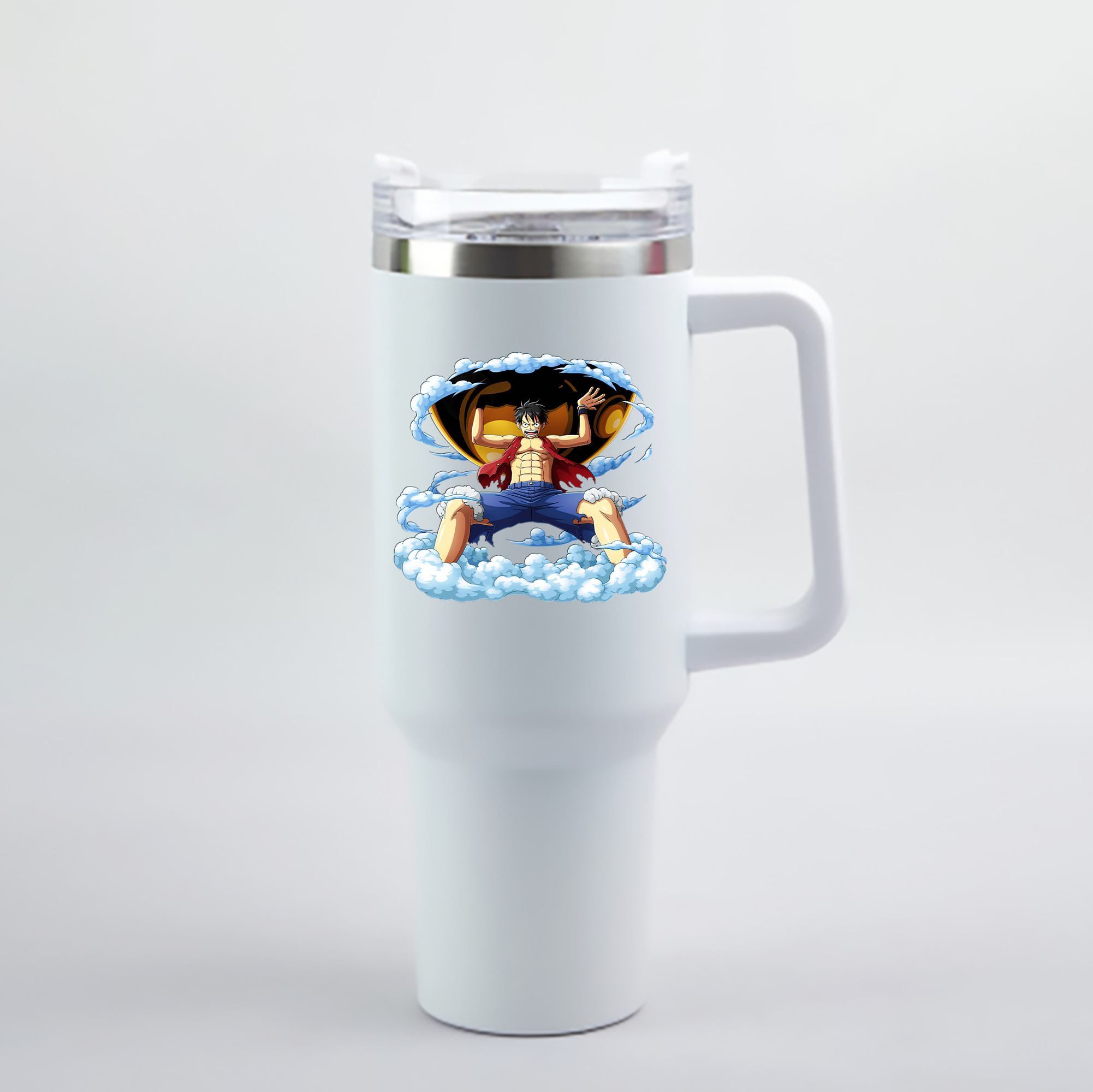 ワンピース モンキー・D・ルフィ ONE PIECE Monkey D. Luffy 1200mL車用タンブラー - クリスタルステッカー（プラスチックストロー付き）