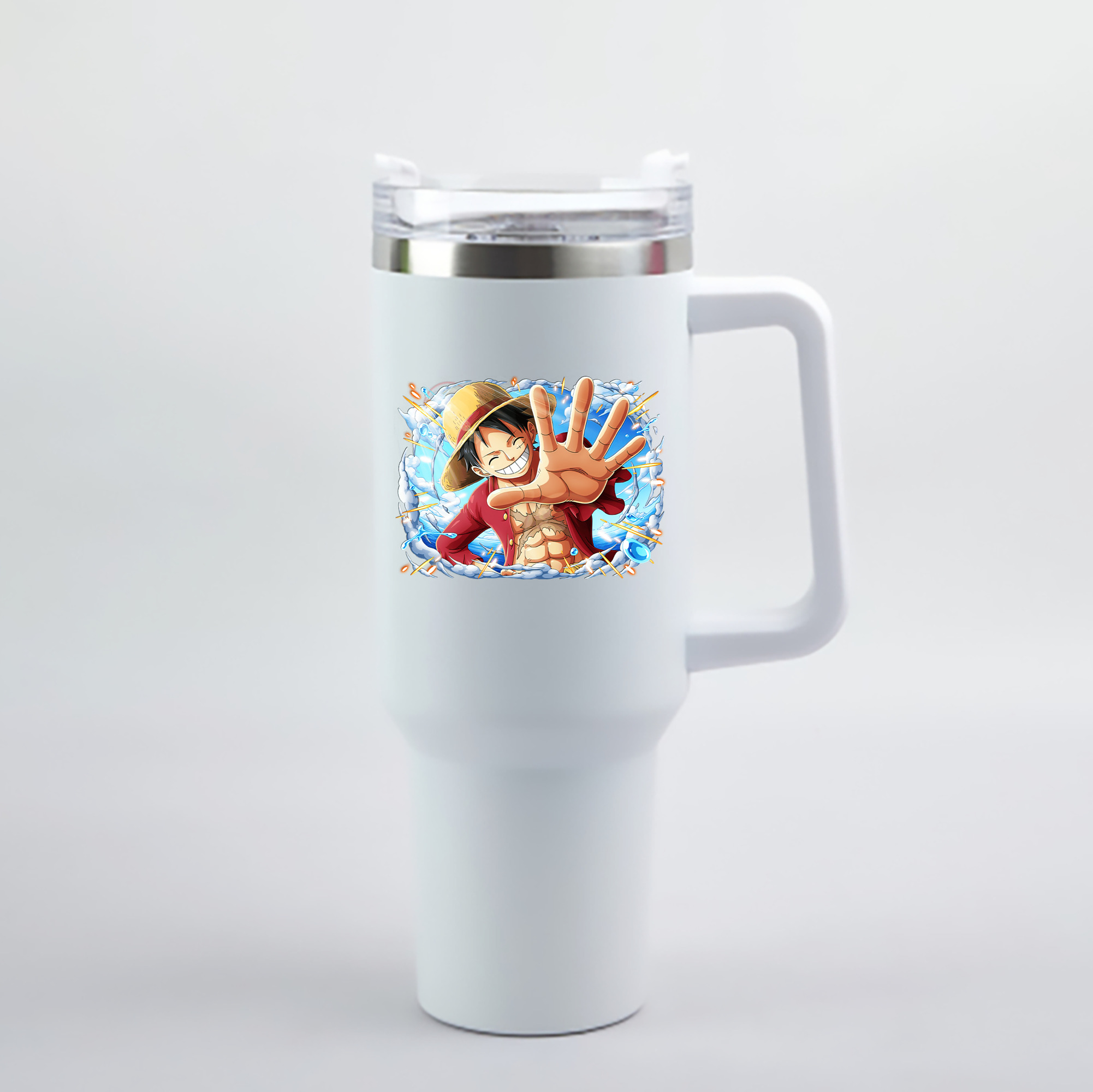 ワンピース モンキー・D・ルフィ ONE PIECE Monkey D. Luffy 1200mL車用タンブラー - クリスタルステッカー（プラスチックストロー付き）