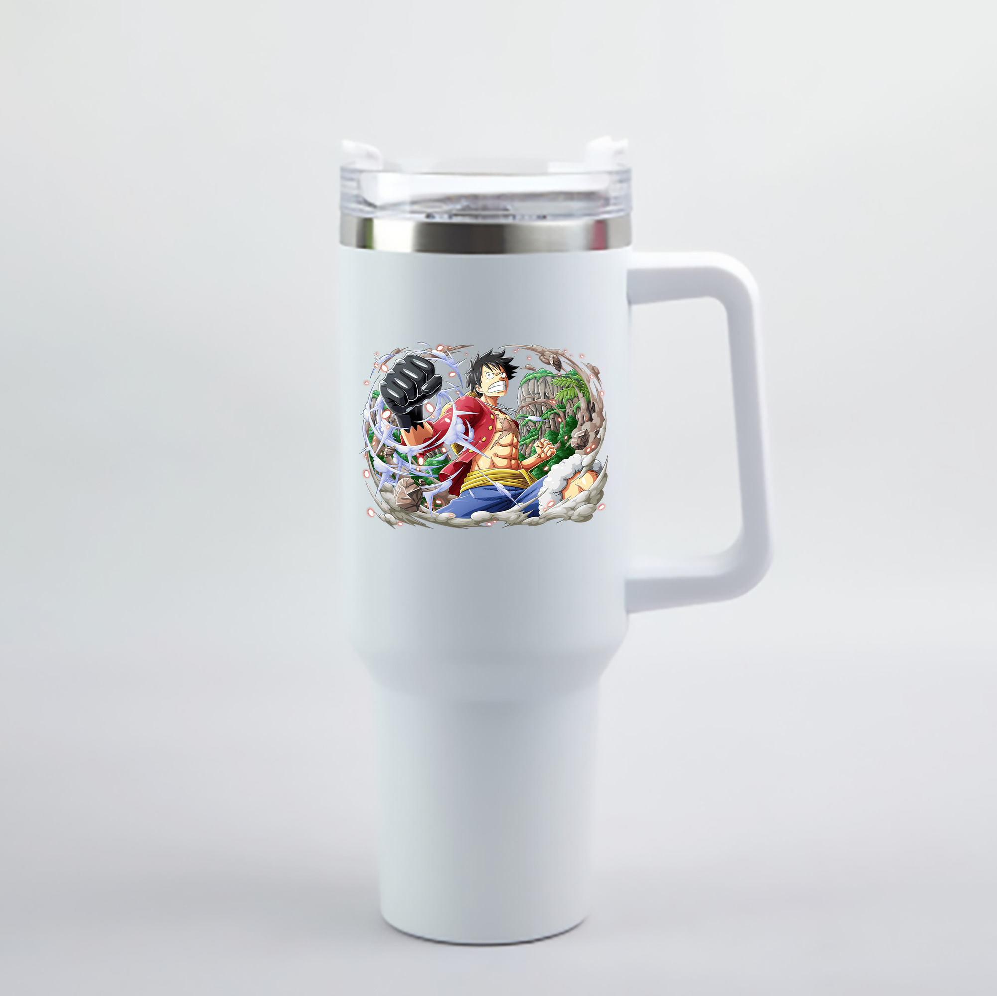 ワンピース モンキー・D・ルフィ ONE PIECE Monkey D. Luffy 1200mL車用タンブラー - クリスタルステッカー（プラスチックストロー付き）