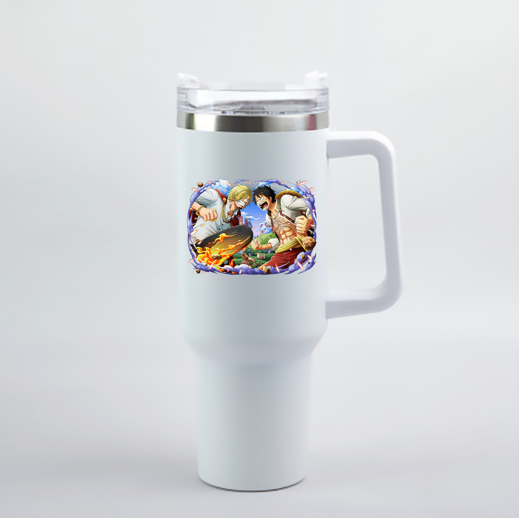 ワンピース モンキー・D・ルフィ ONE PIECE Monkey D. Luffy 1200mL車用タンブラー - クリスタルステッカー（プラスチックストロー付き）