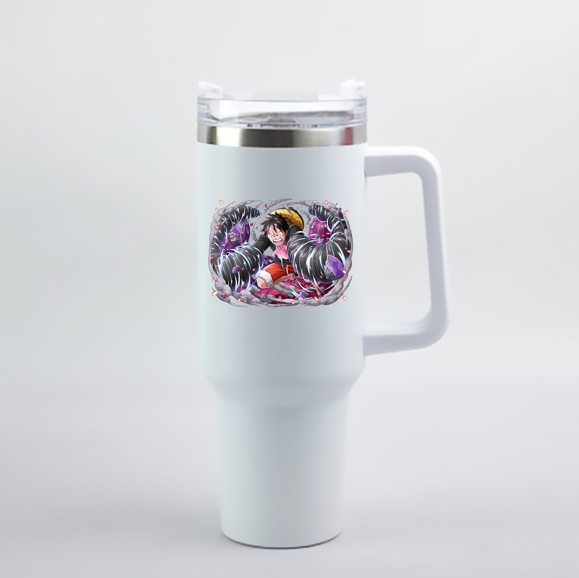 ワンピース モンキー・D・ルフィ ONE PIECE Monkey D. Luffy 1200mL車用タンブラー - クリスタルステッカー（プラスチックストロー付き）