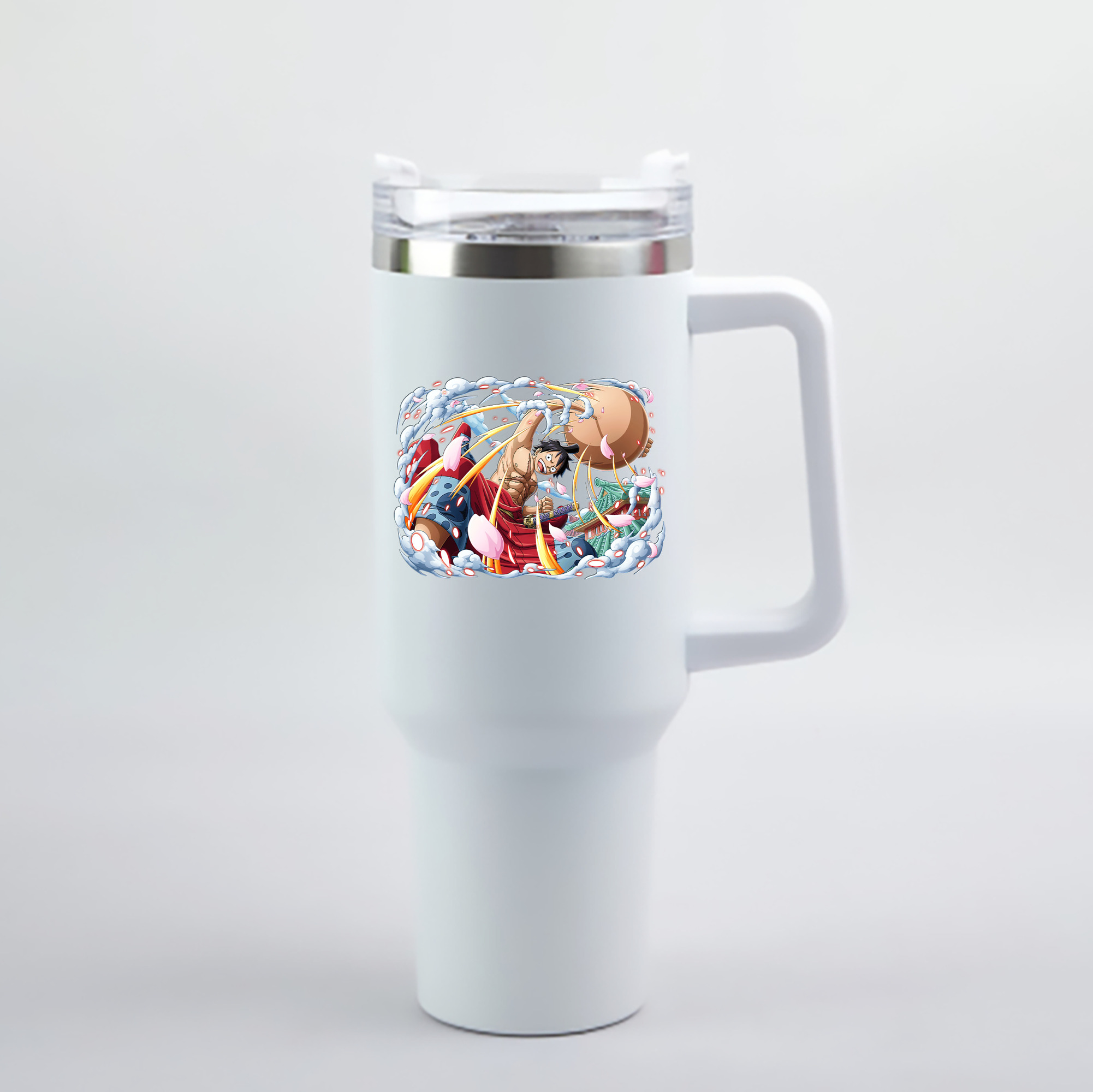 ワンピース モンキー・D・ルフィ ONE PIECE Monkey D. Luffy 1200mL車用タンブラー - クリスタルステッカー（プラスチックストロー付き）