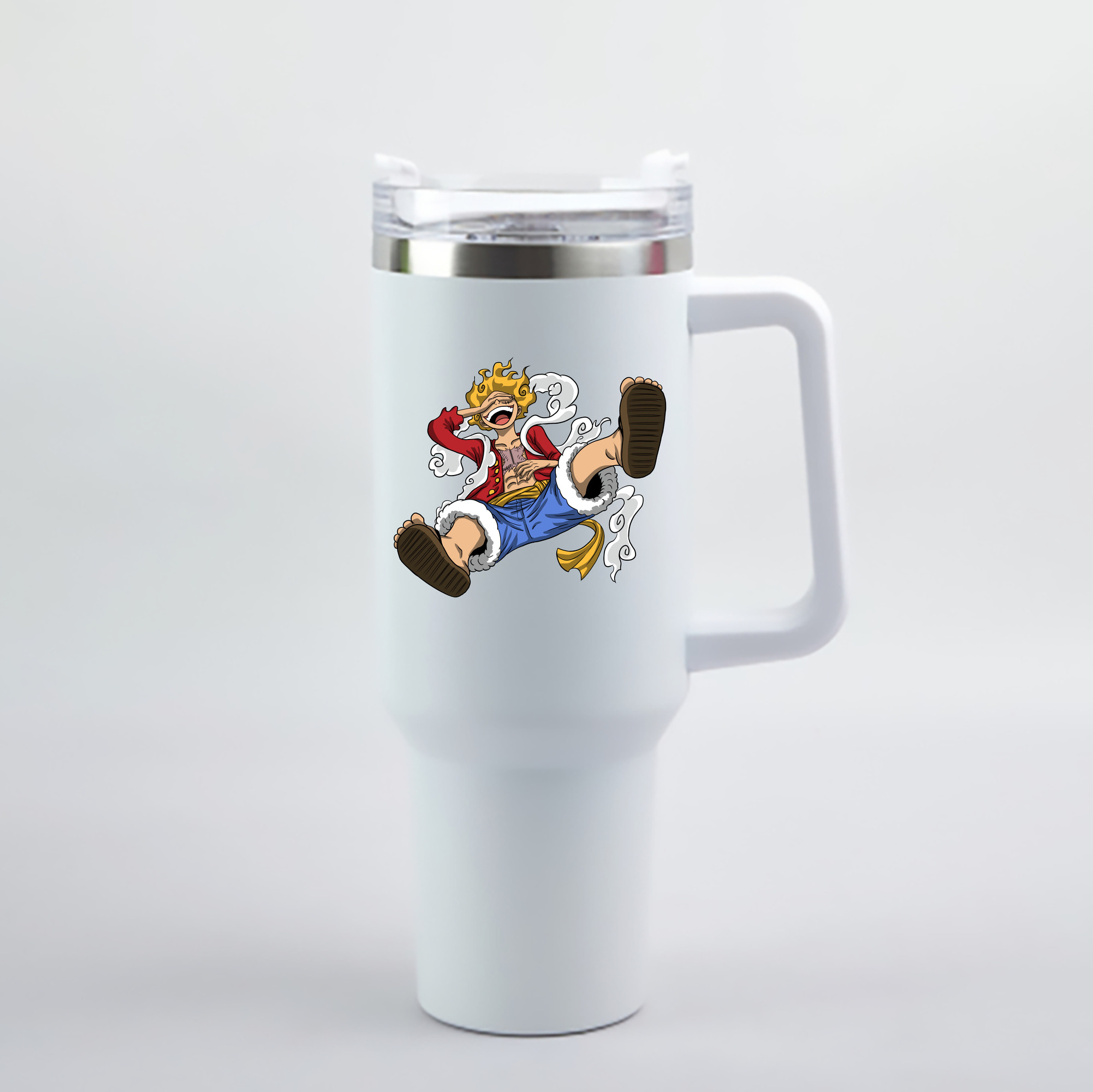 ワンピース モンキー・D・ルフィ ONE PIECE Monkey D. Luffy 1200mL車用タンブラー - クリスタルステッカー（プラスチックストロー付き）
