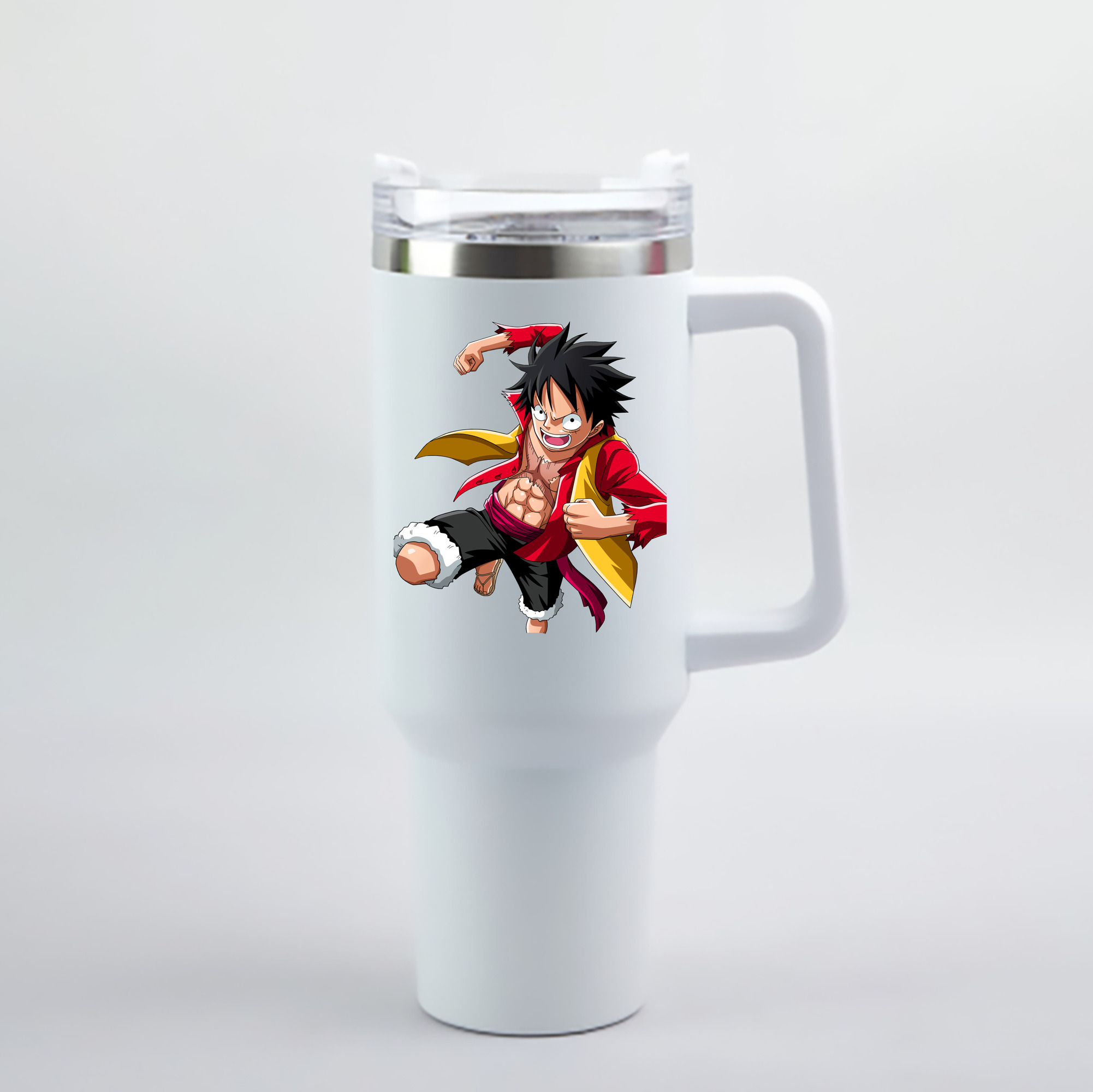 ワンピース モンキー・D・ルフィ ONE PIECE Monkey D. Luffy 1200mL車用タンブラー - クリスタルステッカー（プラスチックストロー付き）