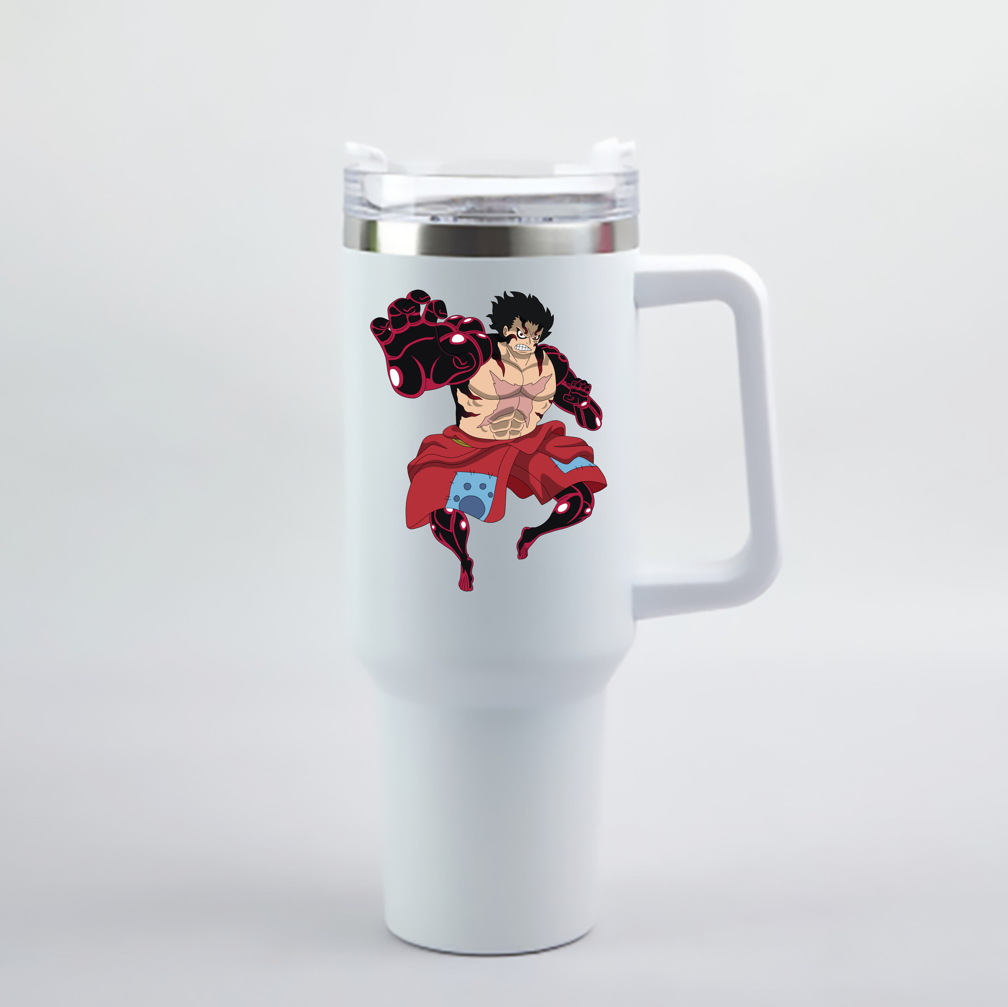 ワンピース モンキー・D・ルフィ ONE PIECE Monkey D. Luffy 1200mL車用タンブラー - クリスタルステッカー（プラスチックストロー付き）