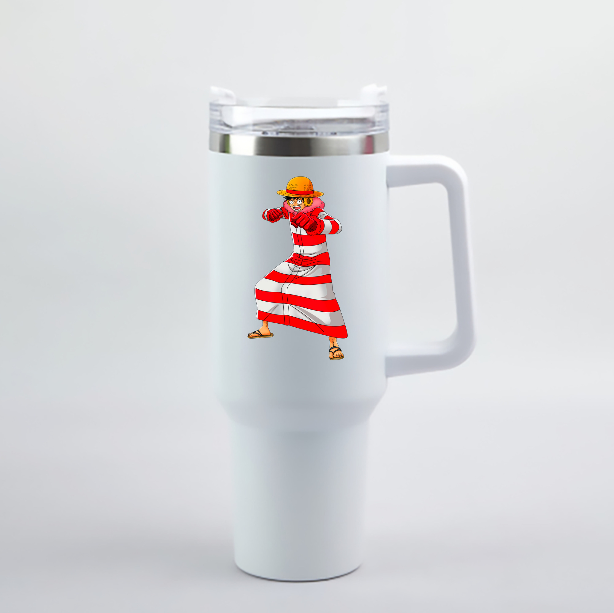 ワンピース モンキー・D・ルフィ ONE PIECE Monkey D. Luffy 1200mL車用タンブラー - クリスタルステッカー（プラスチックストロー付き）