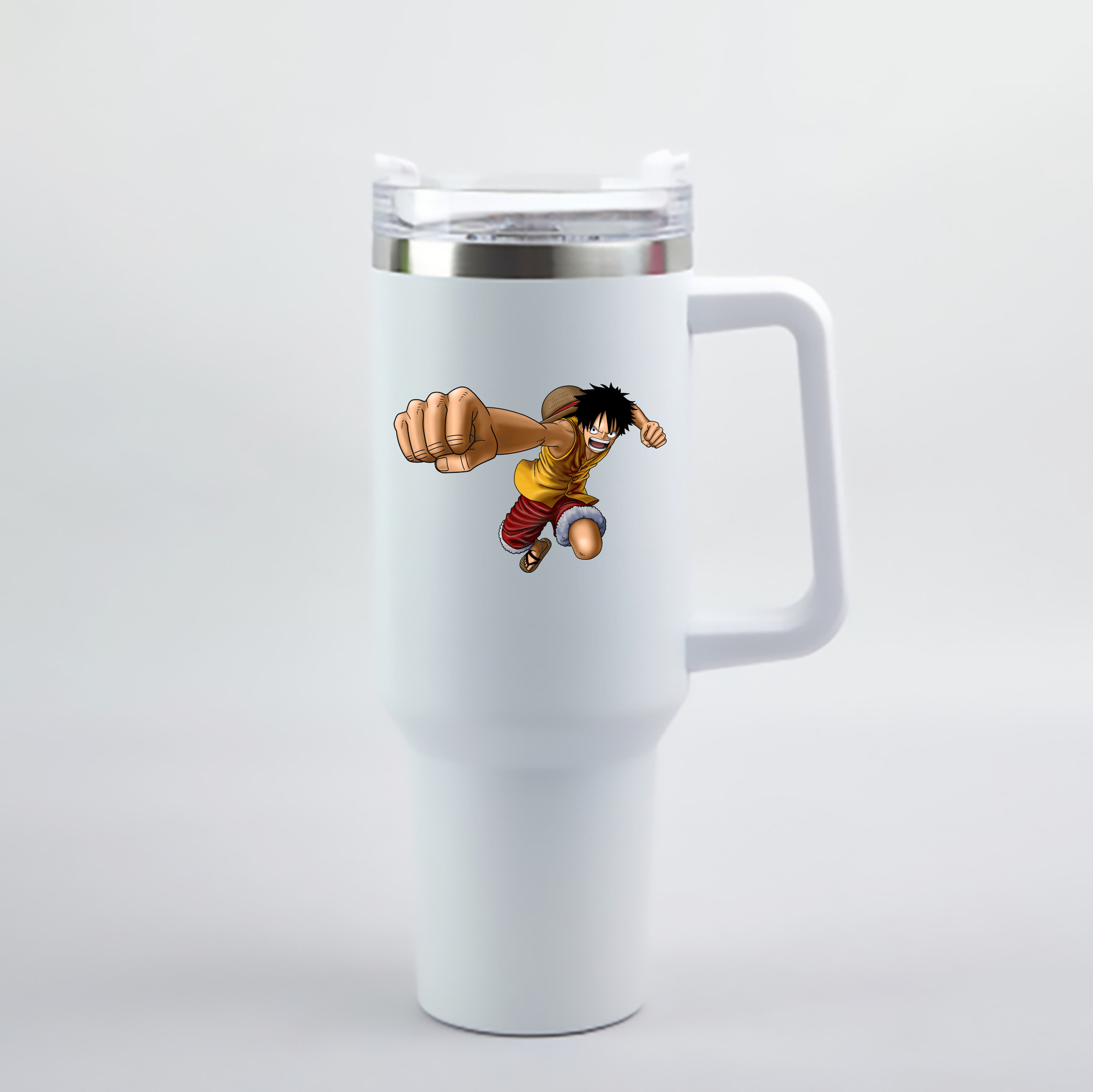 ワンピース モンキー・D・ルフィ ONE PIECE Monkey D. Luffy 1200mL車用タンブラー - クリスタルステッカー（プラスチックストロー付き）
