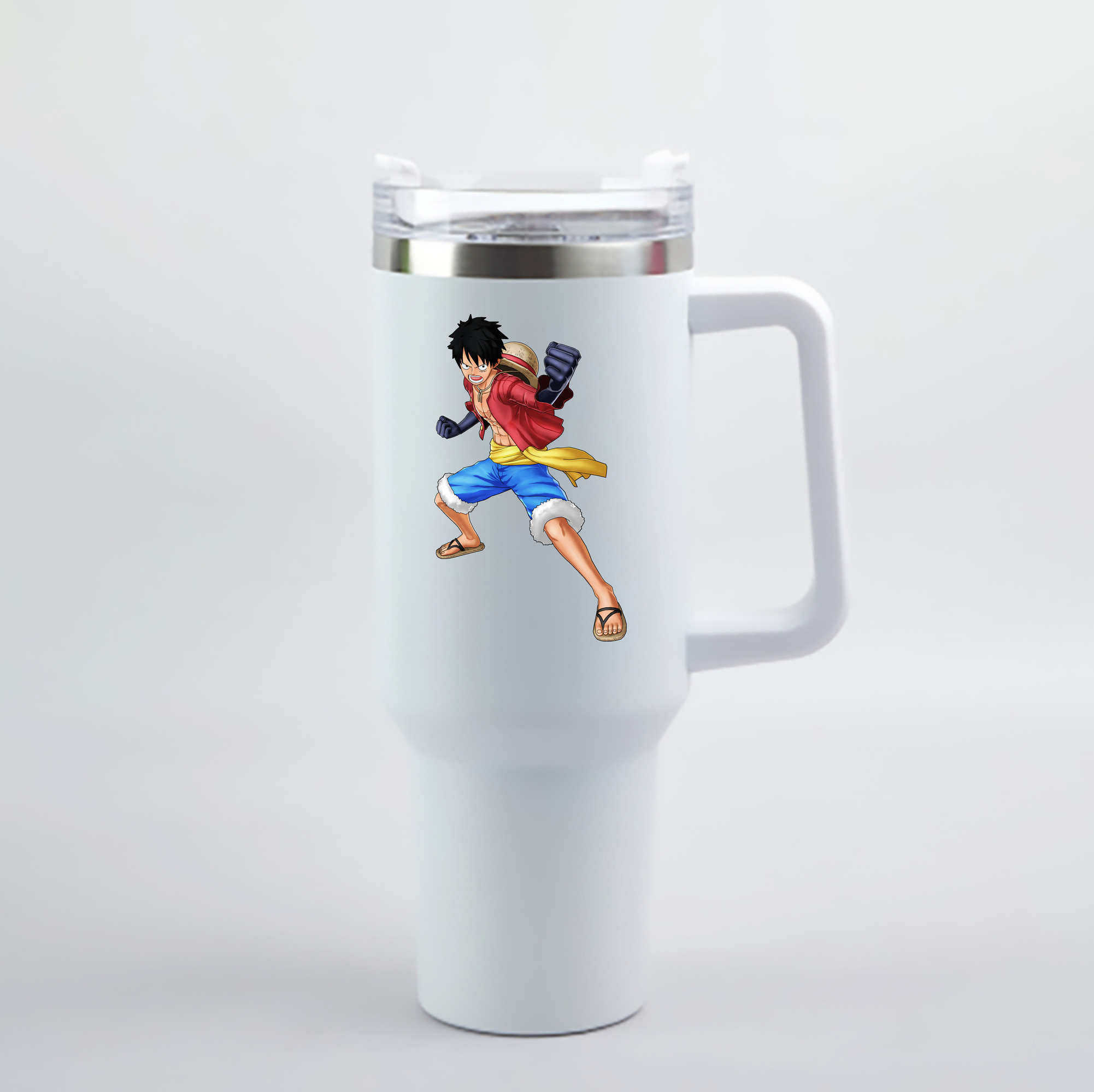 ワンピース モンキー・D・ルフィ ONE PIECE Monkey D. Luffy 1200mL車用タンブラー - クリスタルステッカー（プラスチックストロー付き）
