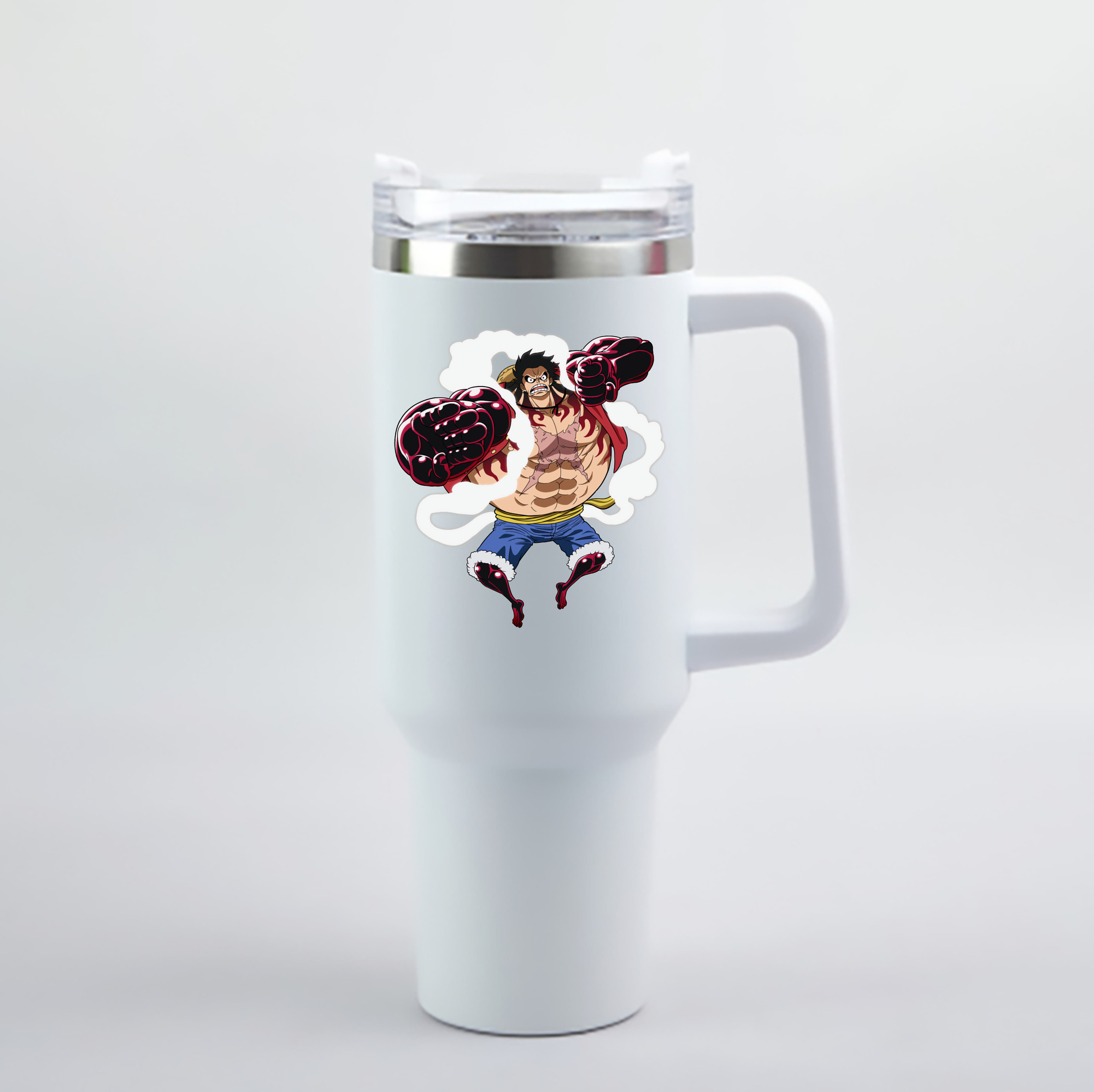 ワンピース モンキー・D・ルフィ ONE PIECE Monkey D. Luffy 1200mL車用タンブラー - クリスタルステッカー（プラスチックストロー付き）