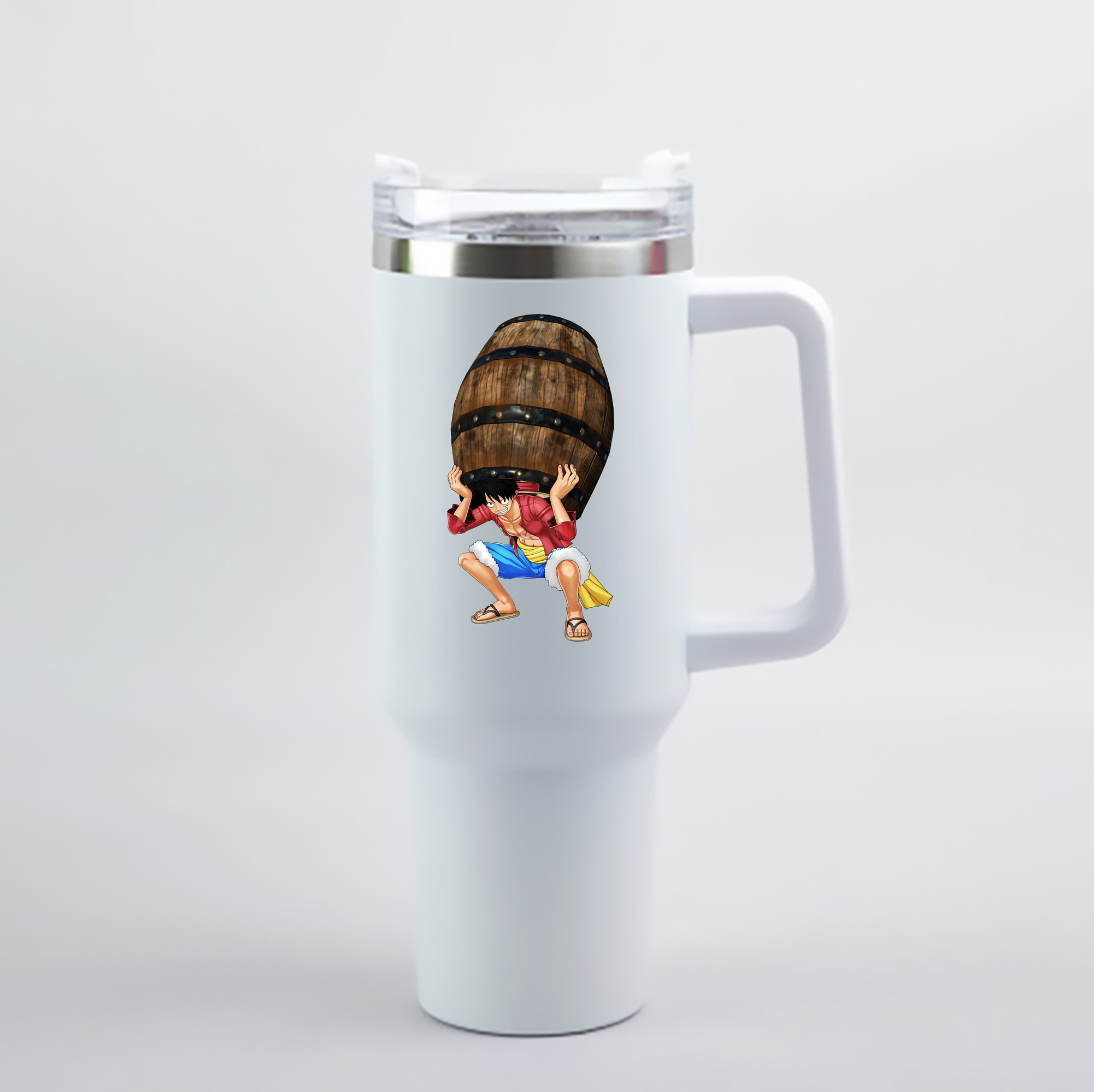 ワンピース モンキー・D・ルフィ ONE PIECE Monkey D. Luffy 1200mL車用タンブラー - クリスタルステッカー（プラスチックストロー付き）