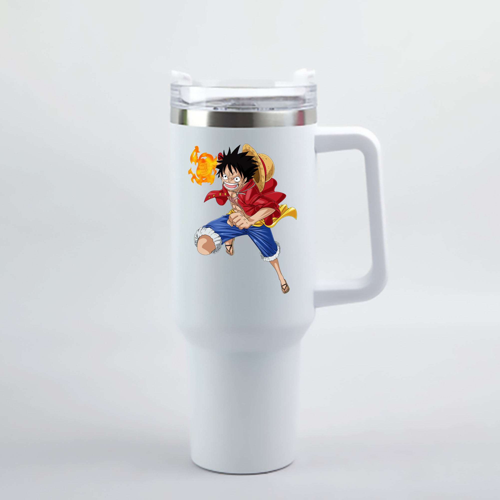 ワンピース モンキー・D・ルフィ ONE PIECE Monkey D. Luffy 1200mL車用タンブラー - クリスタルステッカー（プラスチックストロー付き）
