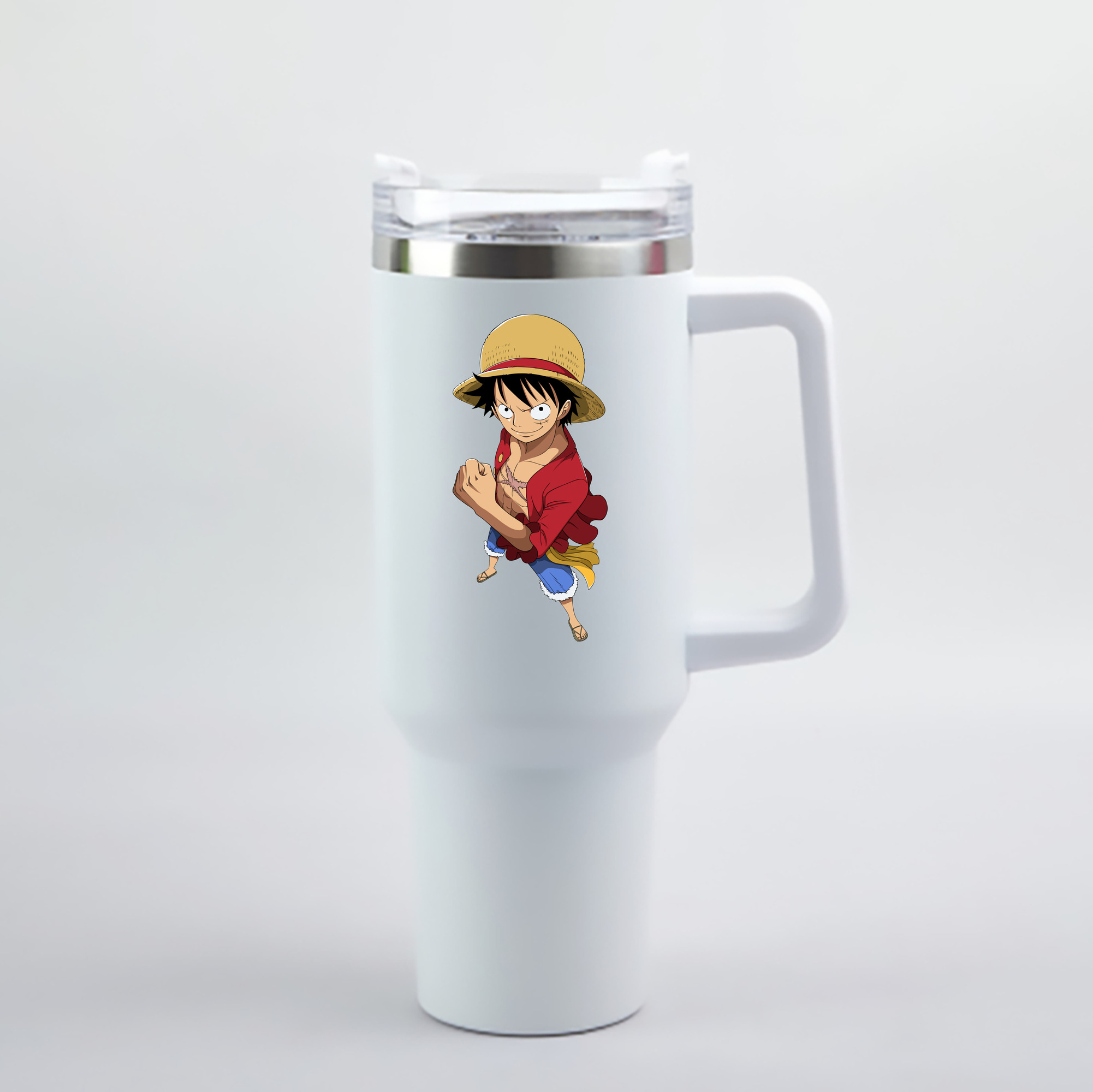 ワンピース モンキー・D・ルフィ ONE PIECE Monkey D. Luffy 1200mL車用タンブラー - クリスタルステッカー（プラスチックストロー付き）