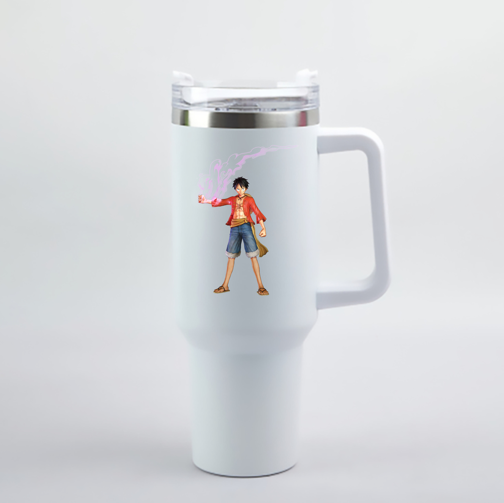 ワンピース モンキー・D・ルフィ ONE PIECE Monkey D. Luffy 1200mL車用タンブラー - クリスタルステッカー（プラスチックストロー付き）