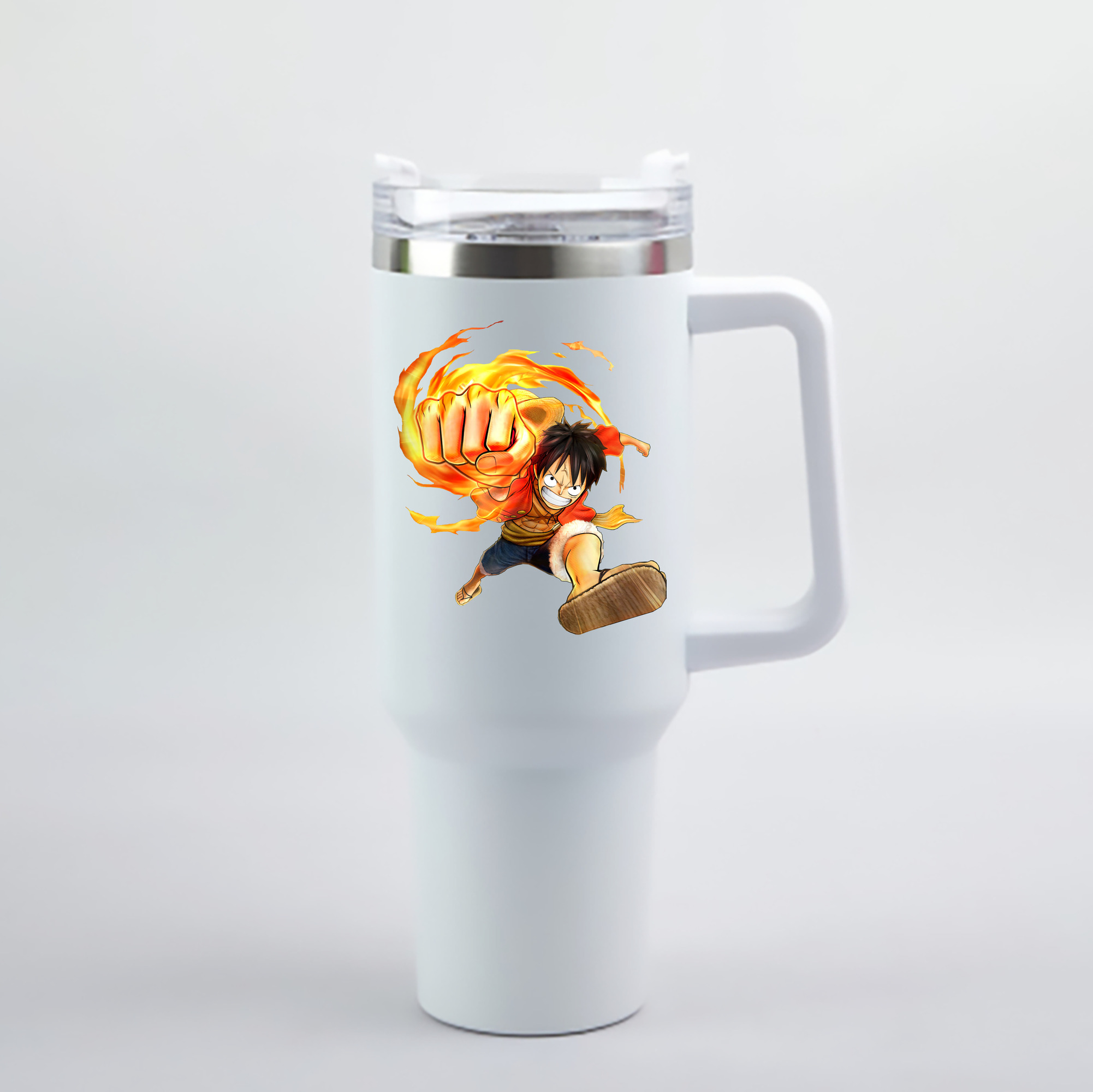 ワンピース モンキー・D・ルフィ ONE PIECE Monkey D. Luffy 1200mL車用タンブラー - クリスタルステッカー（プラスチックストロー付き）