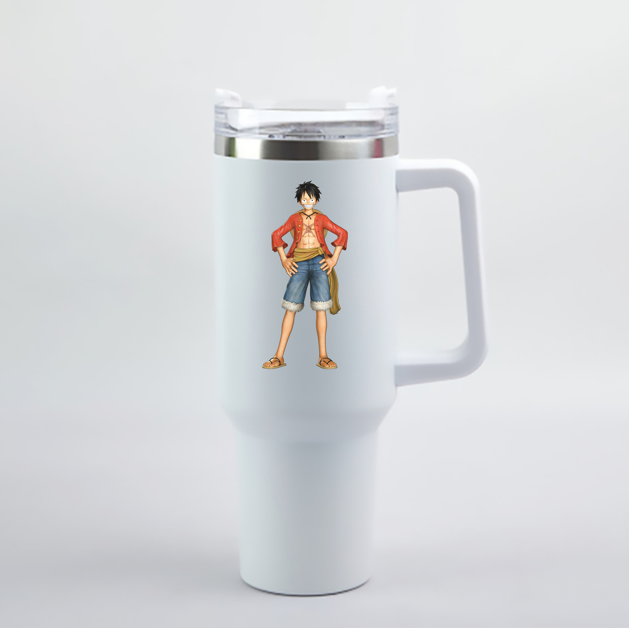 ワンピース モンキー・D・ルフィ ONE PIECE Monkey D. Luffy 1200mL車用タンブラー - クリスタルステッカー（プラスチックストロー付き）