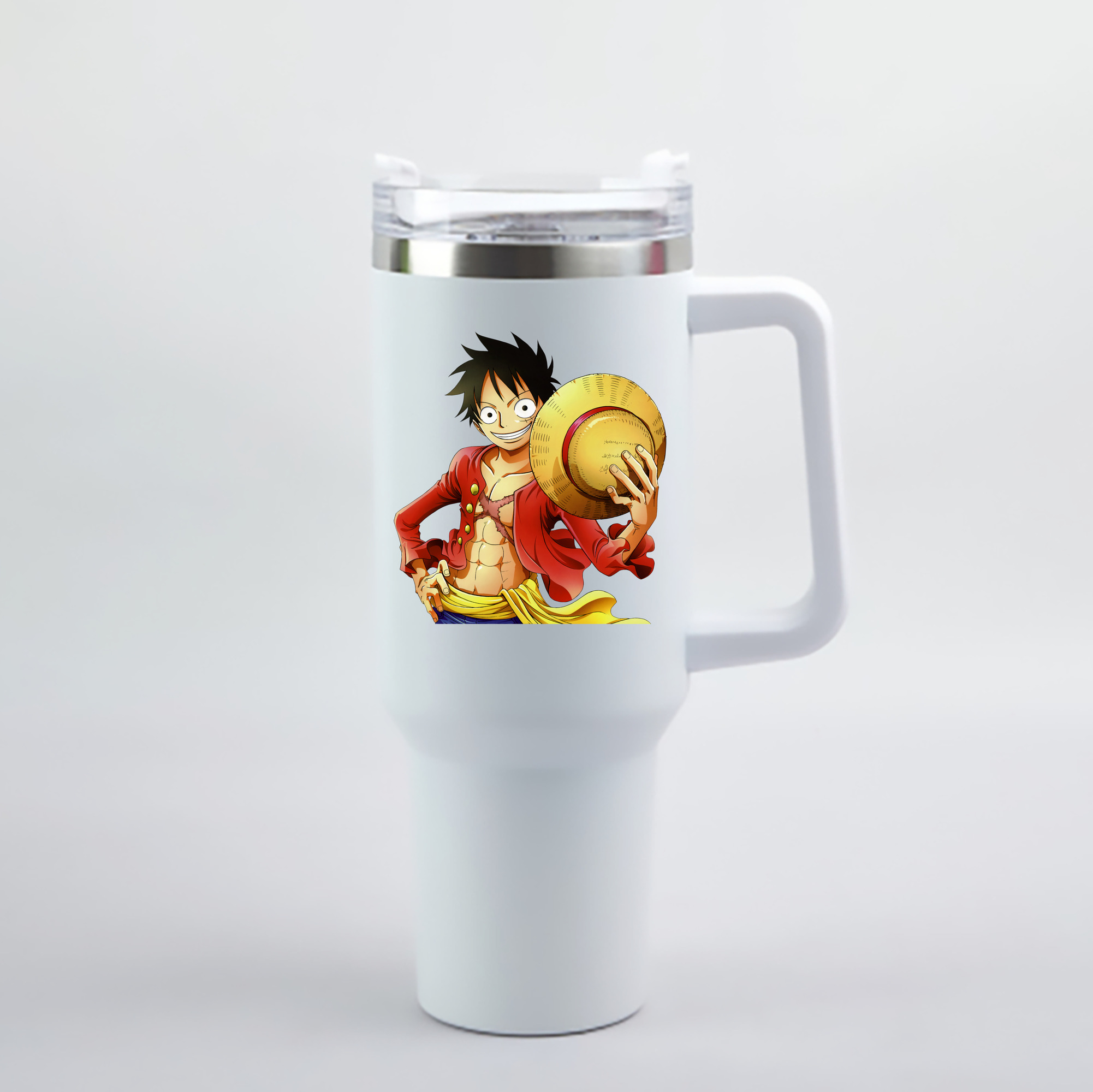 （画像用） ワンピース モンキー・D・ルフィ ONE PIECE Monkey D. Luffy 1200mL車用タンブラー - クリスタルステッカー（プラスチックストロー付き）
