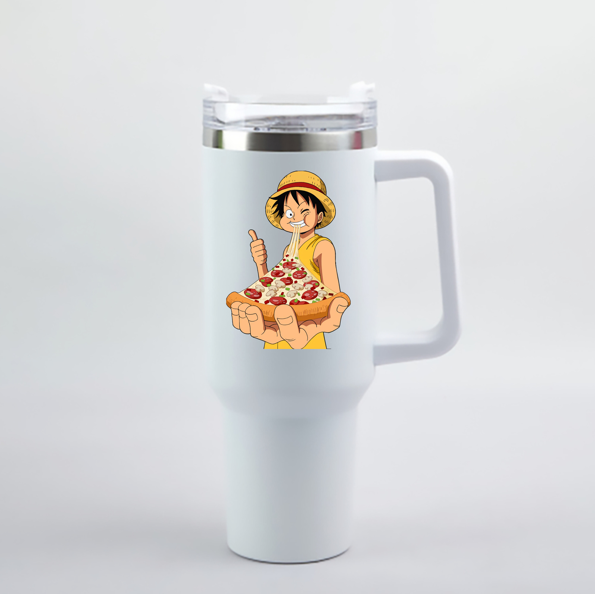 ワンピース モンキー・D・ルフィ ONE PIECE Monkey D. Luffy 1200mL車用タンブラー - クリスタルステッカー（プラスチックストロー付き）