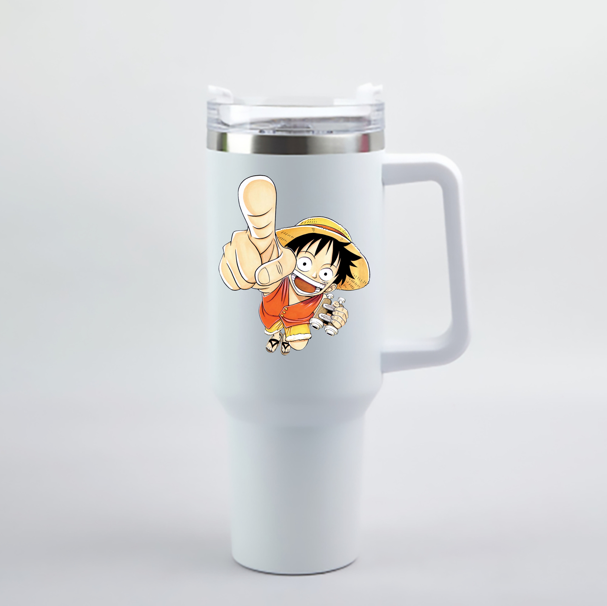 ワンピース モンキー・D・ルフィ ONE PIECE Monkey D. Luffy 1200mL車用タンブラー - クリスタルステッカー（プラスチックストロー付き）