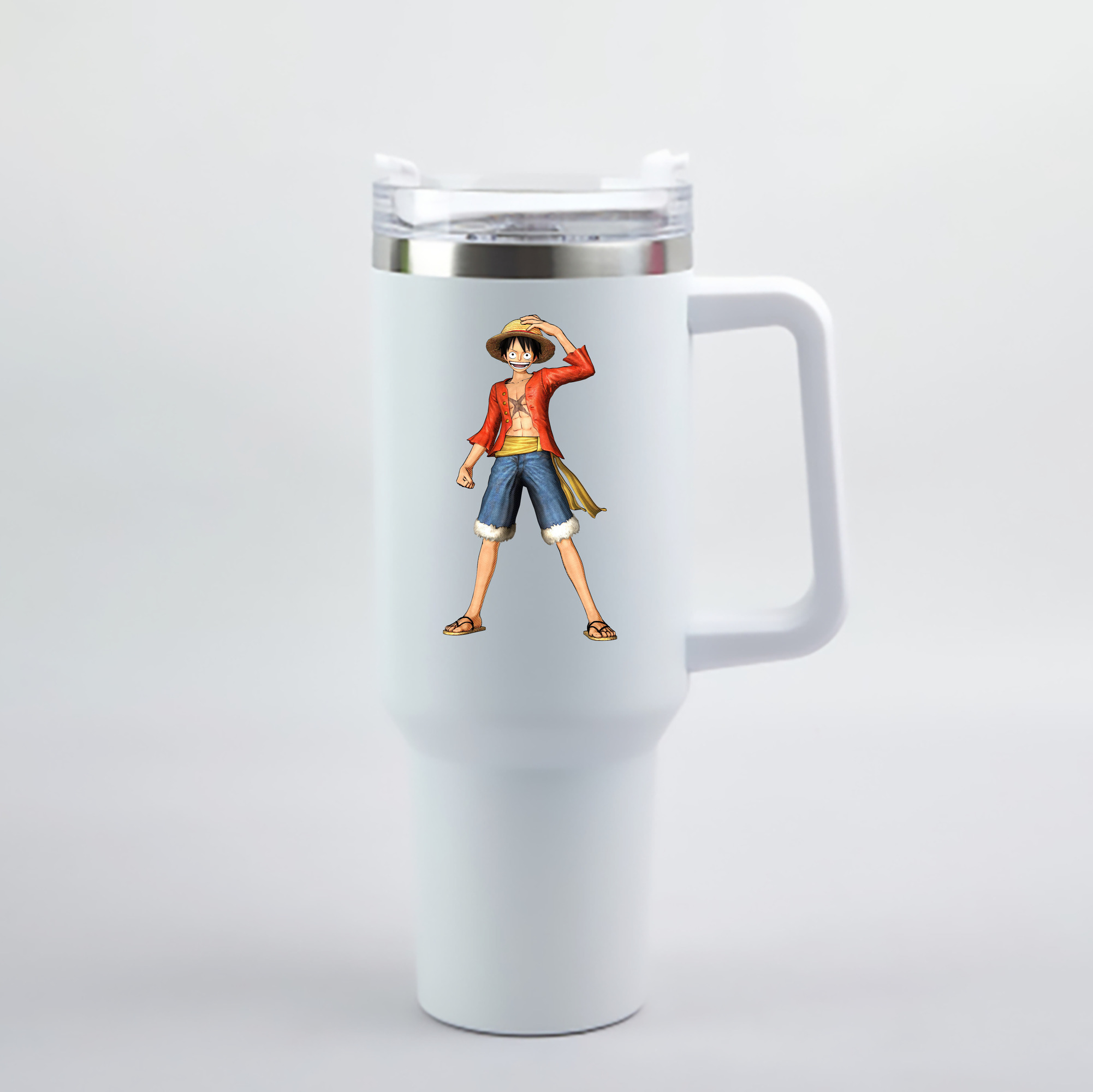 ワンピース モンキー・D・ルフィ ONE PIECE Monkey D. Luffy 1200mL車用タンブラー - クリスタルステッカー（プラスチックストロー付き）