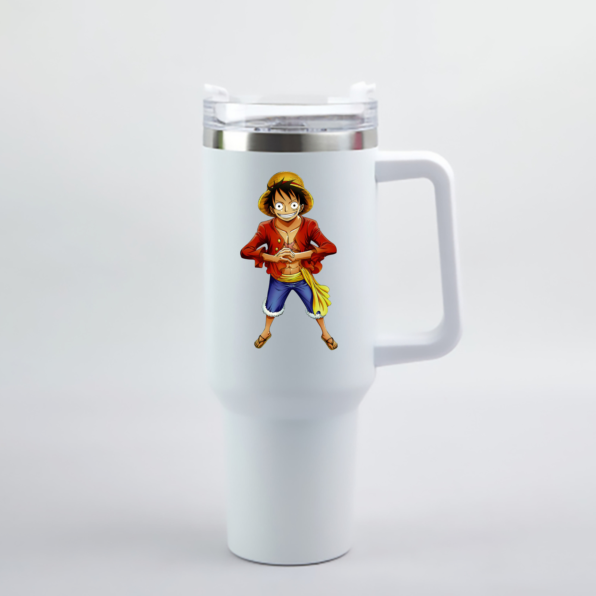 ワンピース モンキー・D・ルフィ ONE PIECE Monkey D. Luffy 1200mL車用タンブラー - クリスタルステッカー（プラスチックストロー付き）