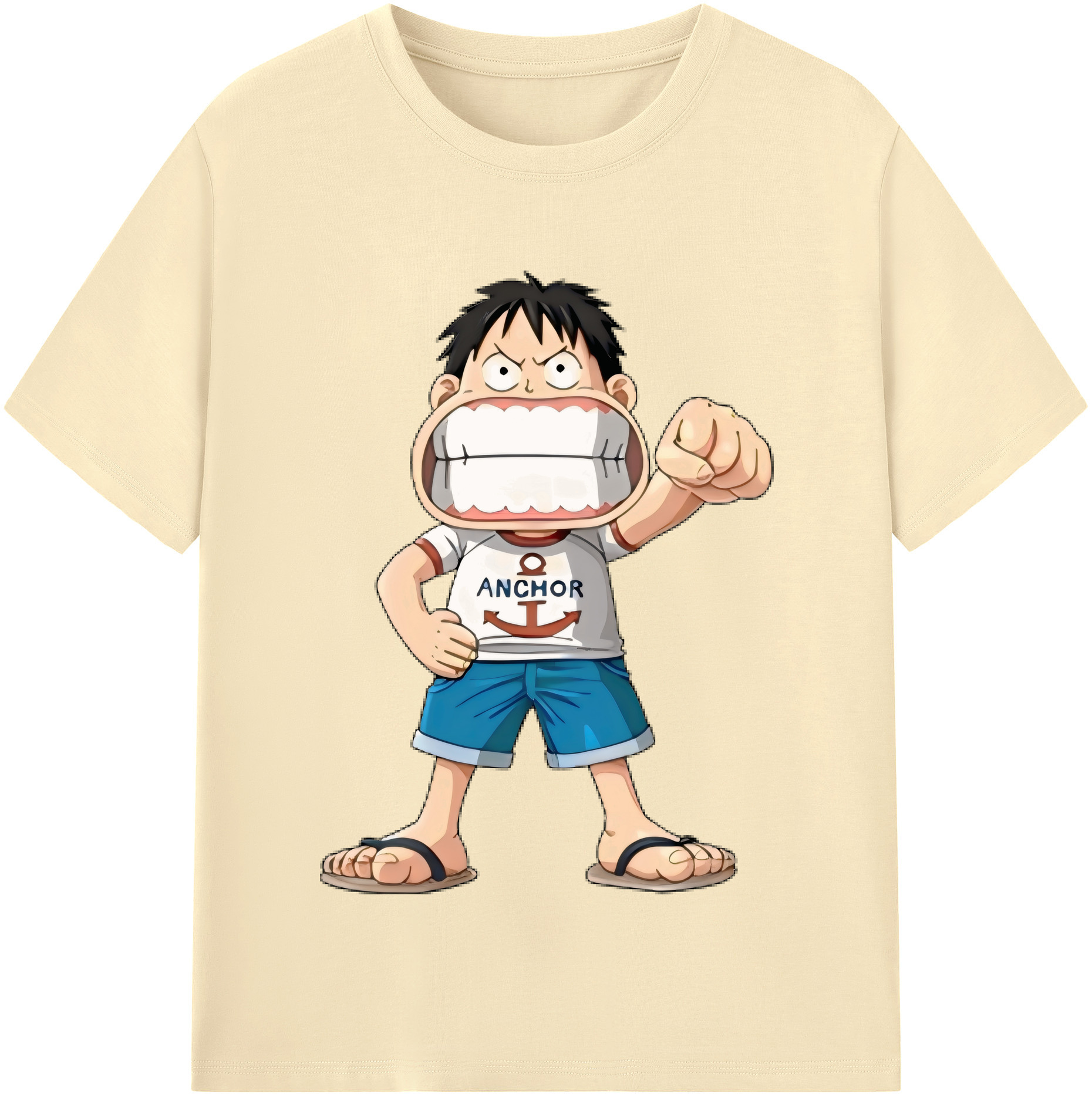 ワンピース モンキー・D・ルフィ ONE PIECE Monkey D. Luffy 綿100％半袖Tシャツ（フロントプリント）