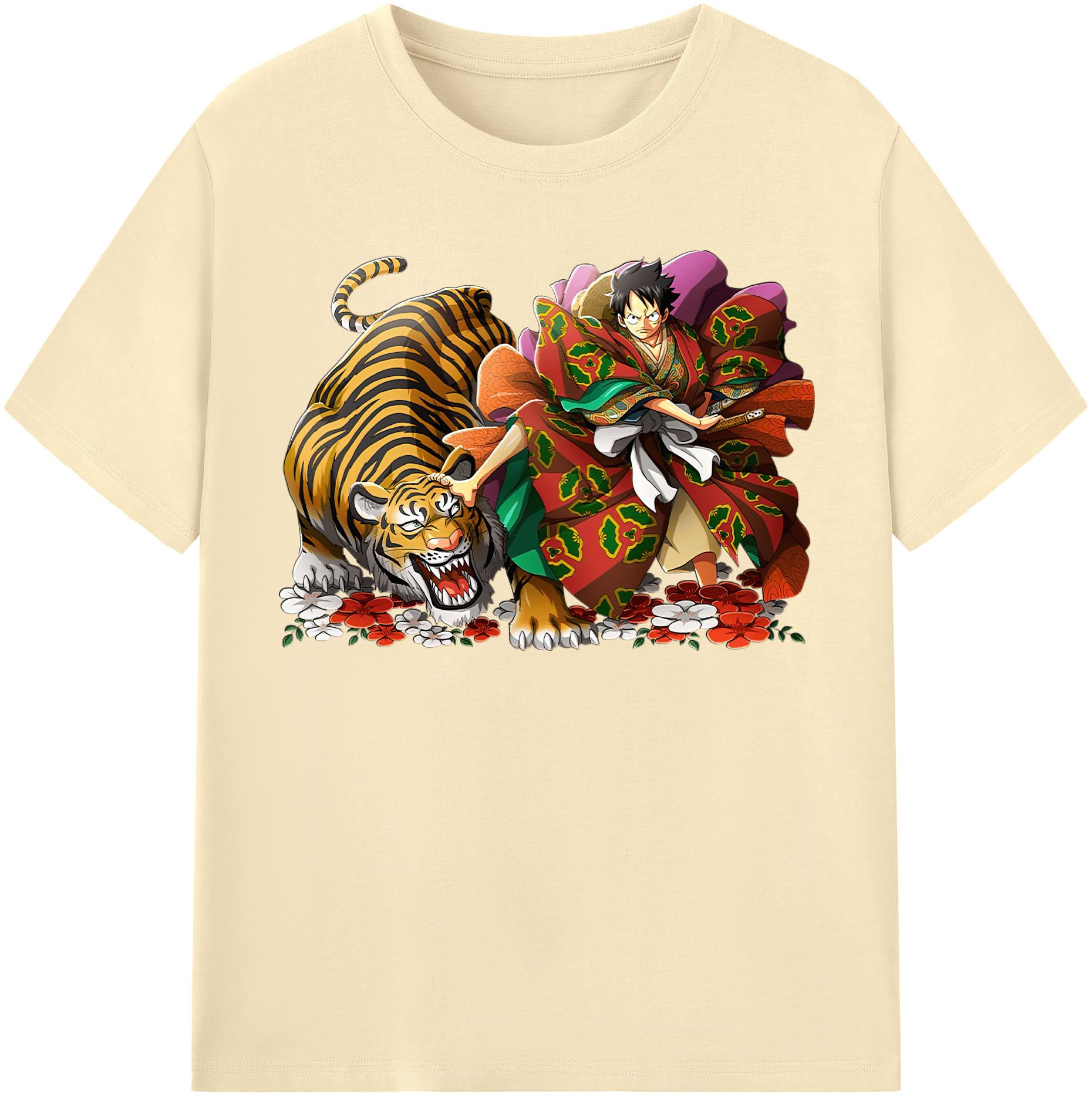 ワンピース モンキー・D・ルフィ ONE PIECE Monkey D. Luffy 綿100％半袖Tシャツ（フロントプリント）