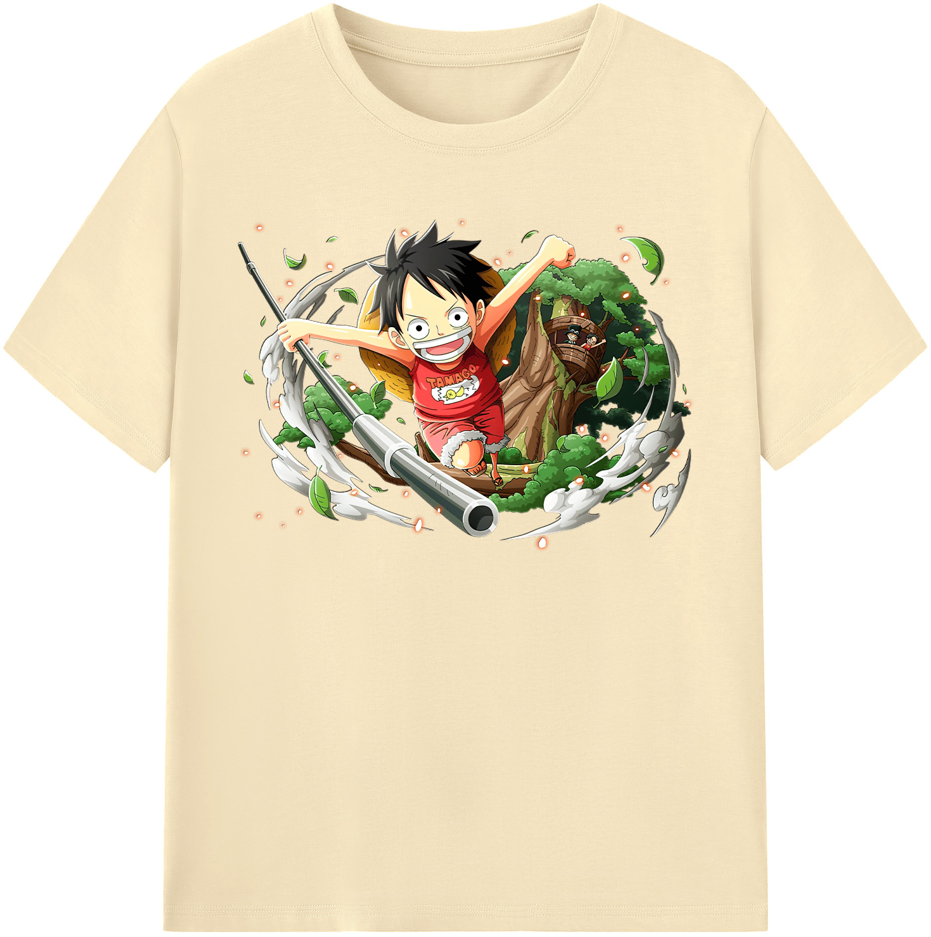 ワンピース モンキー・D・ルフィ ONE PIECE Monkey D. Luffy 綿100％半袖Tシャツ（フロントプリント）