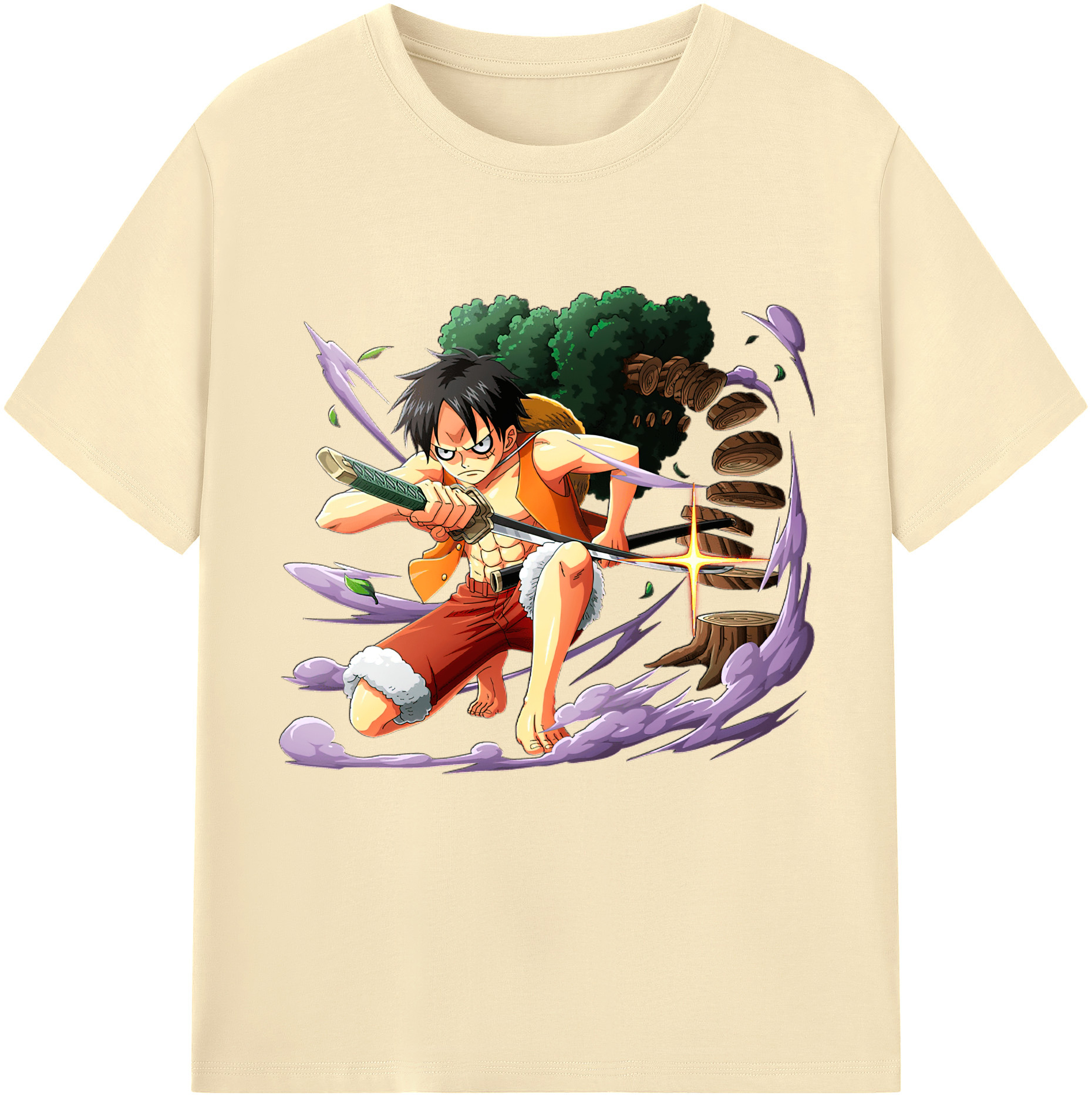 ワンピース モンキー・D・ルフィ ONE PIECE Monkey D. Luffy 綿100％半袖Tシャツ（フロントプリント）