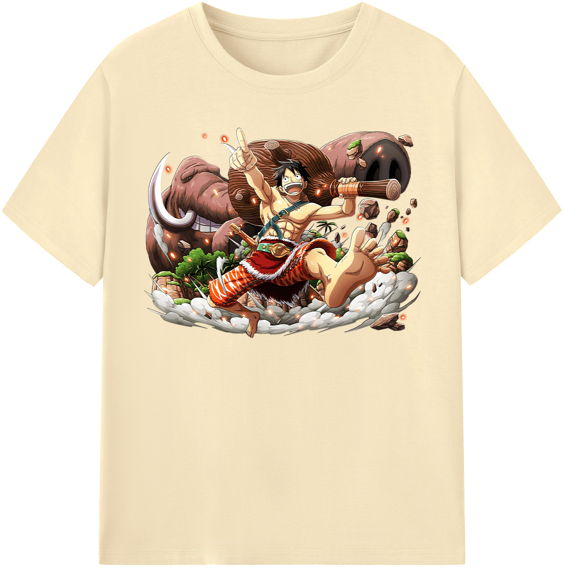 ワンピース モンキー・D・ルフィ ONE PIECE Monkey D. Luffy 綿100％半袖Tシャツ（フロントプリント）