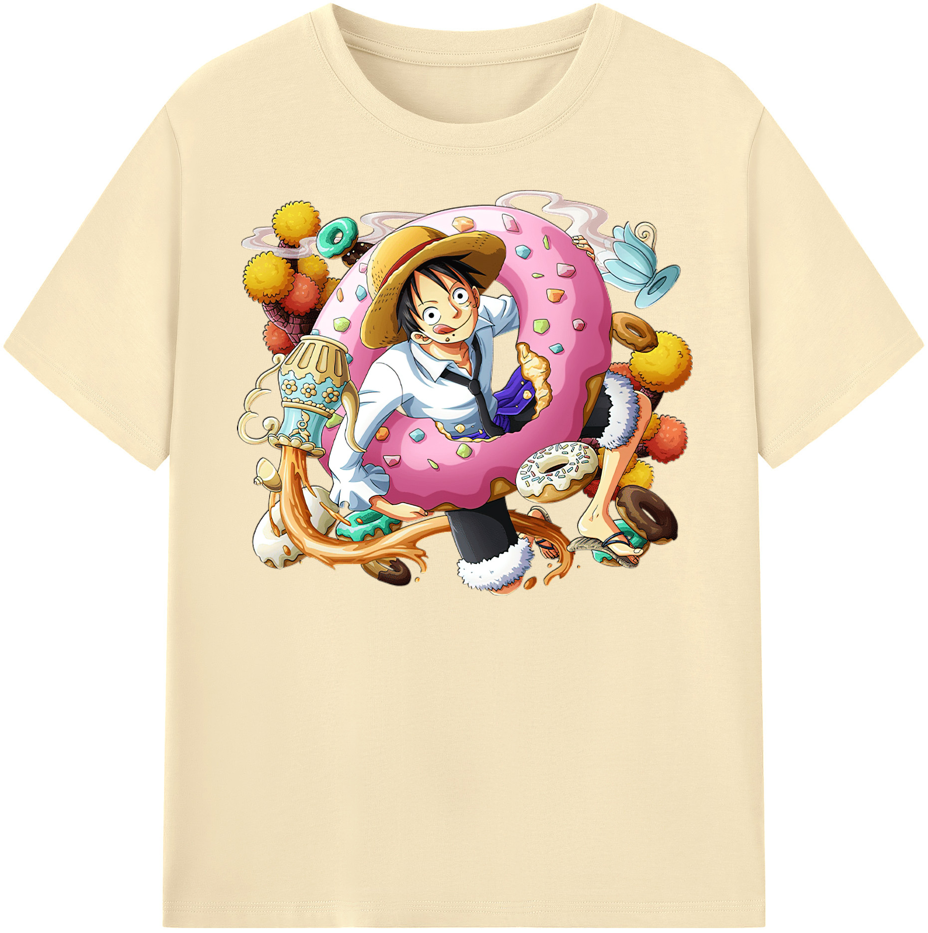 ワンピース モンキー・D・ルフィ ONE PIECE Monkey D. Luffy 綿100％半袖Tシャツ（フロントプリント）