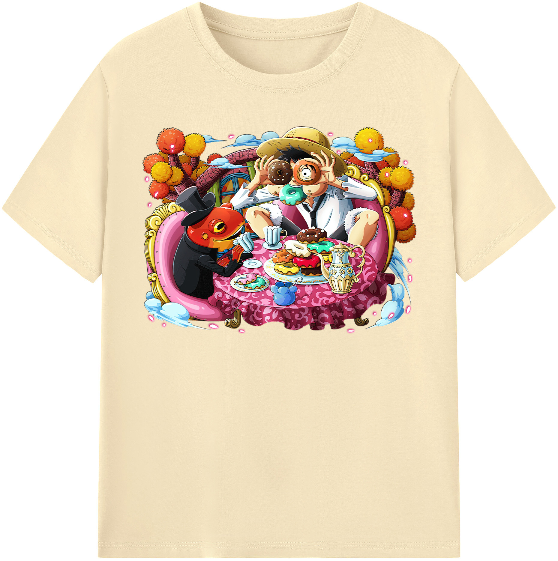 ワンピース モンキー・D・ルフィ ONE PIECE Monkey D. Luffy 綿100％半袖Tシャツ（フロントプリント）