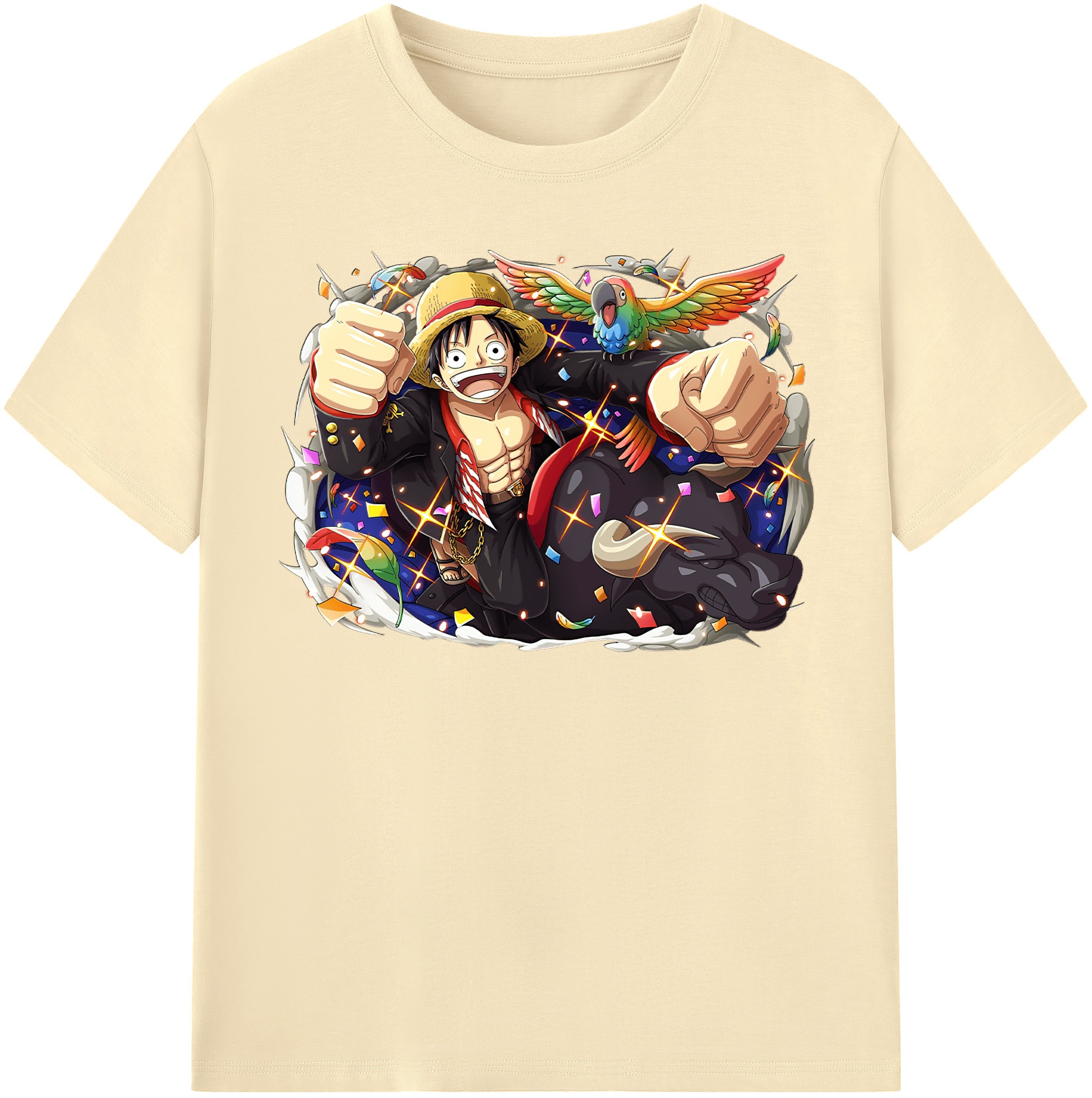 ワンピース モンキー・D・ルフィ ONE PIECE Monkey D. Luffy 綿100％半袖Tシャツ（フロントプリント）
